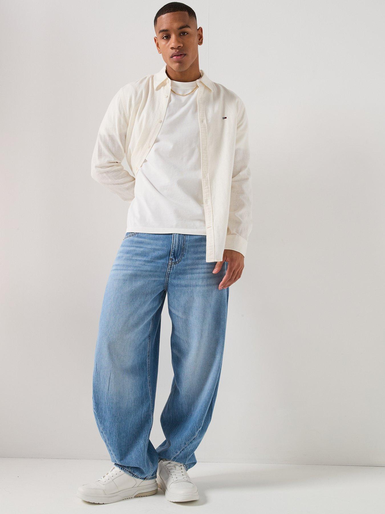 Image 4 of 6 of Tommy Jeans Linen Blend Plain Shirt - Ecru