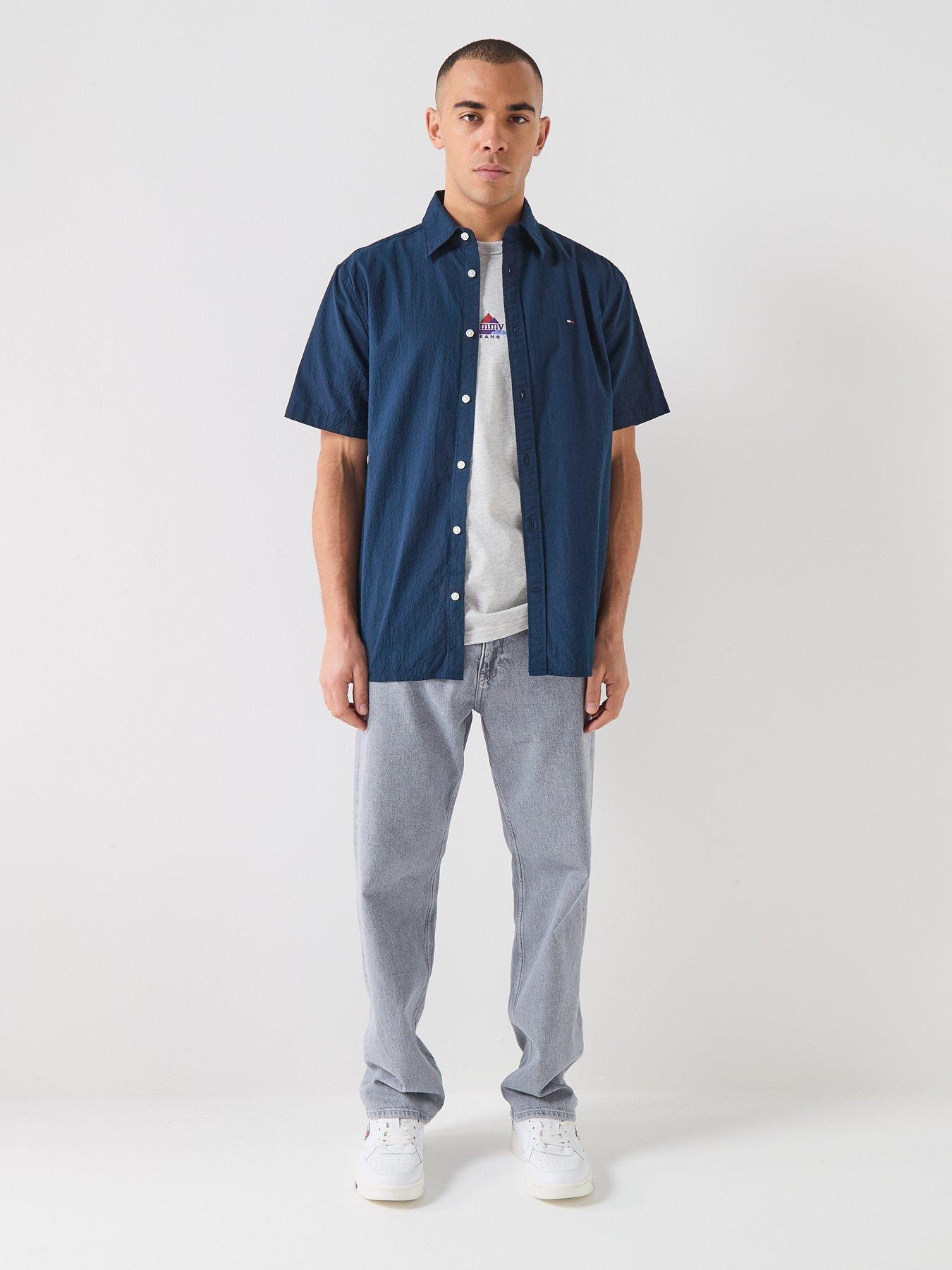 Image 3 of 6 of Tommy Jeans Regular Fit Seersucker Shirt - Dark Night Navy