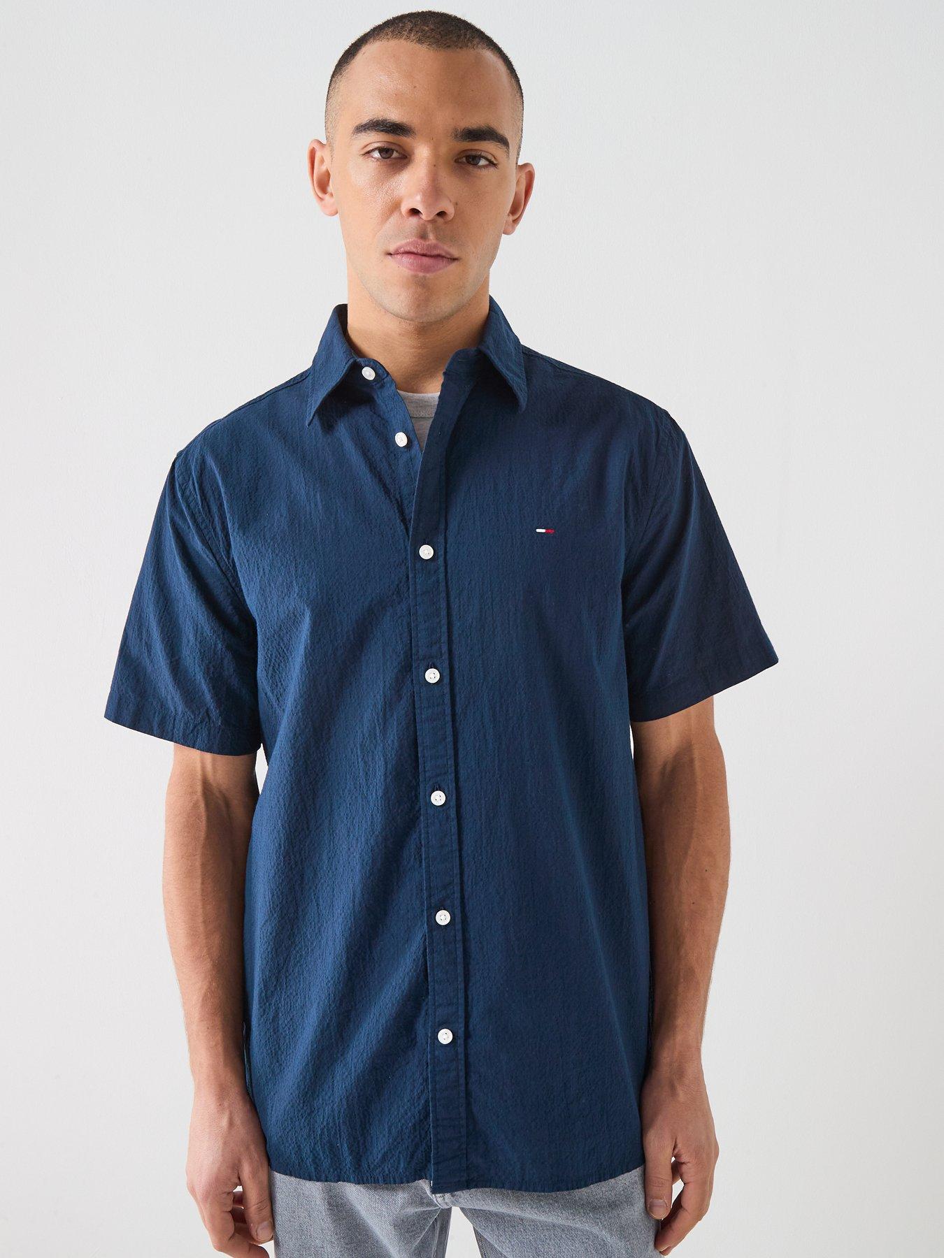 Image 6 of 6 of Tommy Jeans Regular Fit Seersucker Shirt - Dark Night Navy