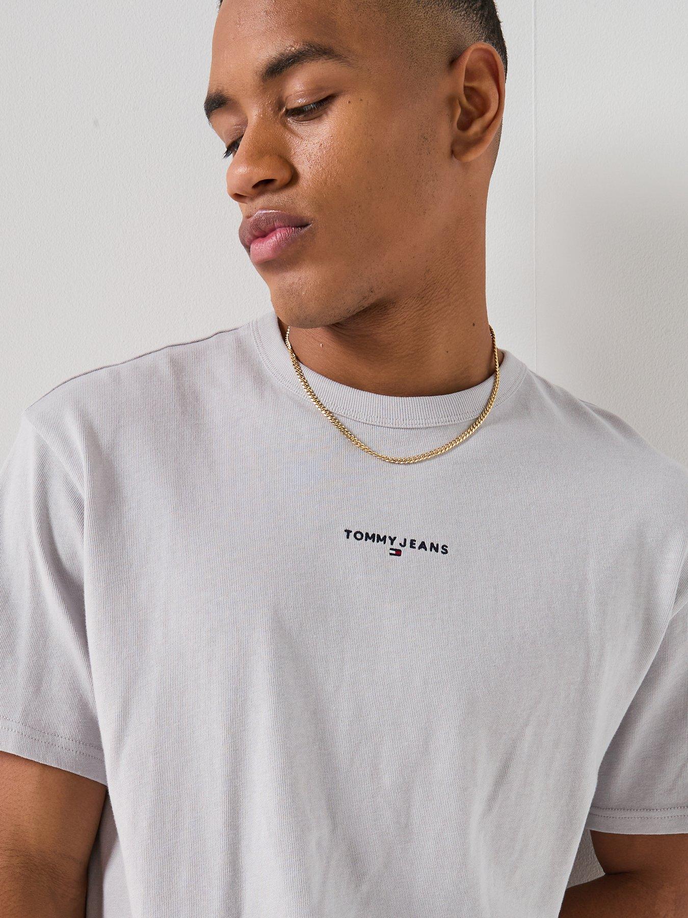 Image 4 of 6 of Tommy Jeans Relaxed Linear Logo T-Shirt - Grey
