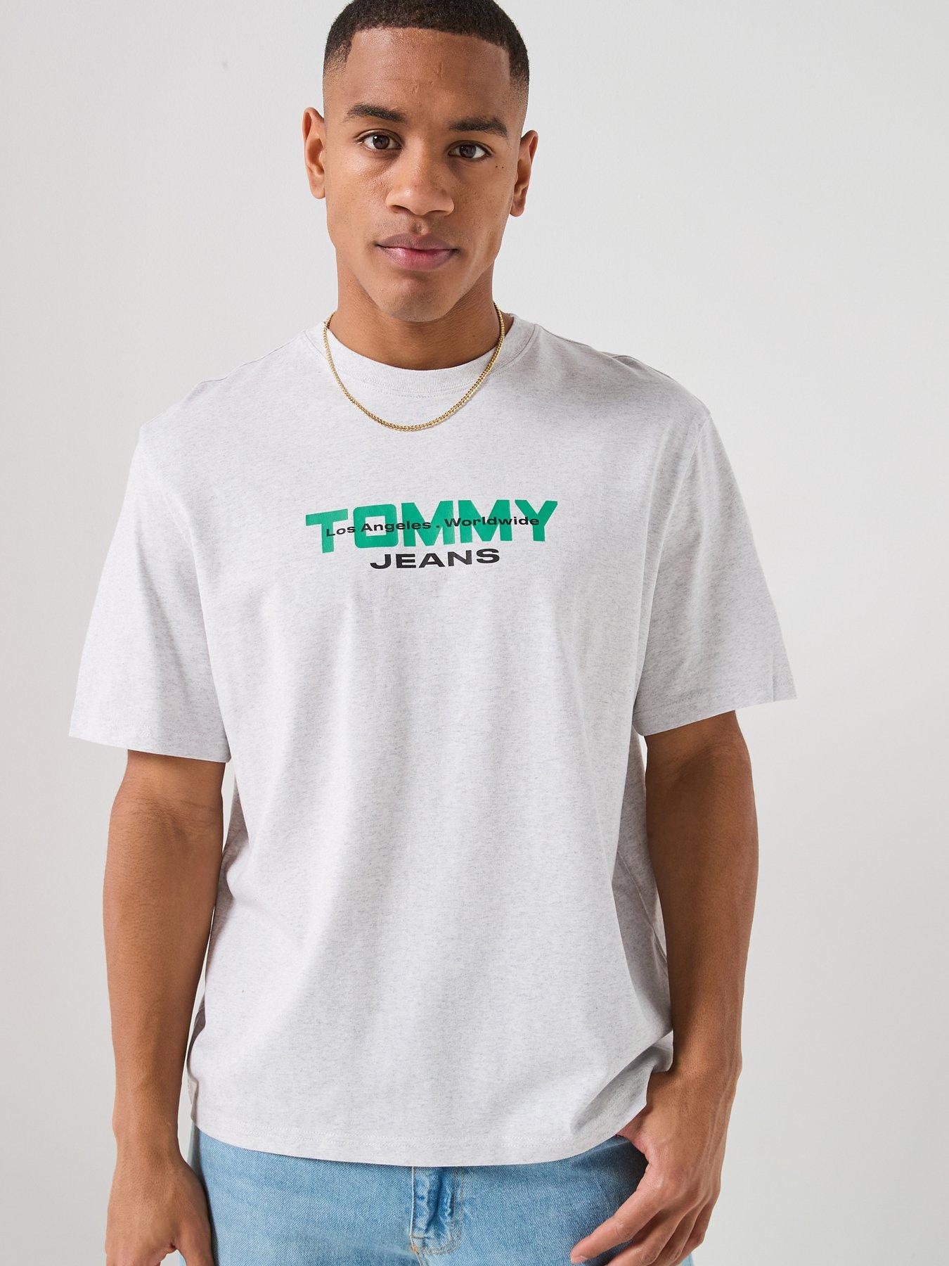 Tommy Jeans 90s TJ Block T-Shirt - Ice Grey Heather