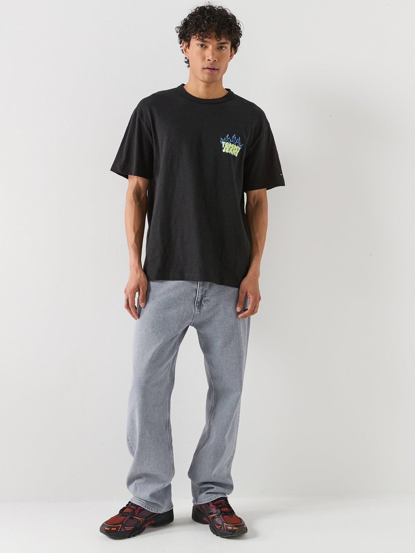 Image 3 of 6 of Tommy Jeans Back Graphic Relaxed Bubble Flame T-Shirt - Black