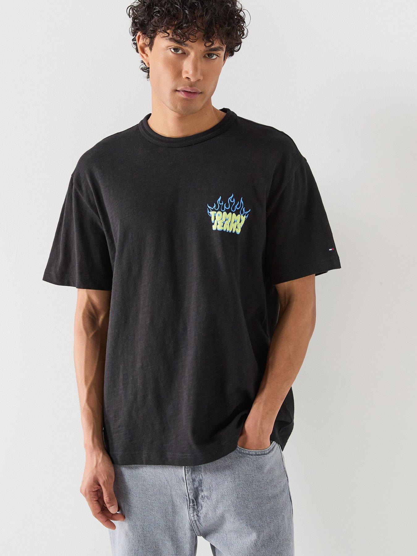 Image 5 of 6 of Tommy Jeans Back Graphic Relaxed Bubble Flame T-Shirt - Black