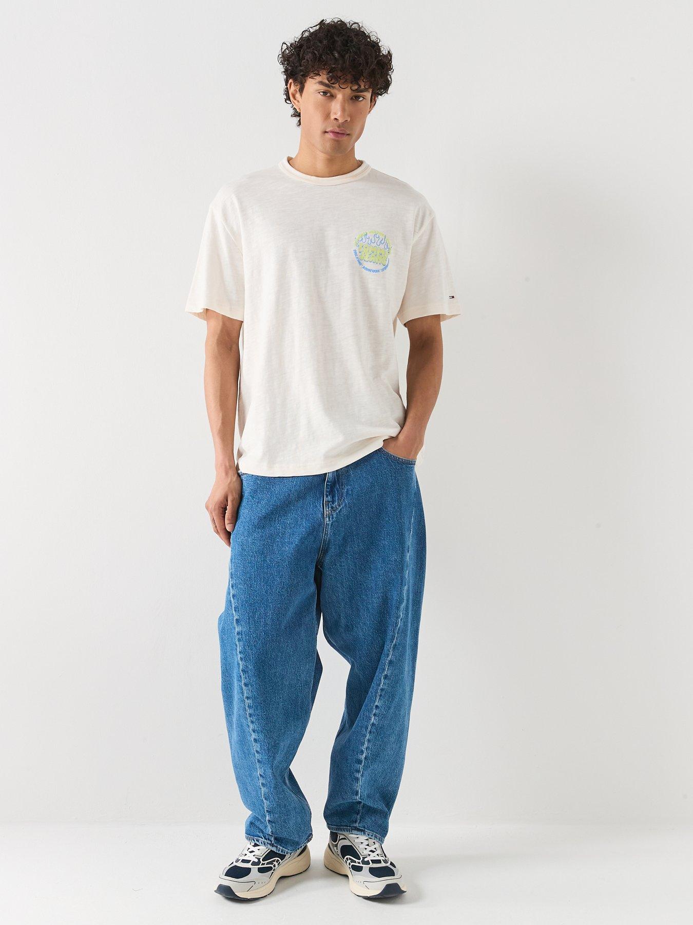 Image 3 of 6 of Tommy Jeans Back Graphic Relaxed Bubble Flame T-Shirt - White