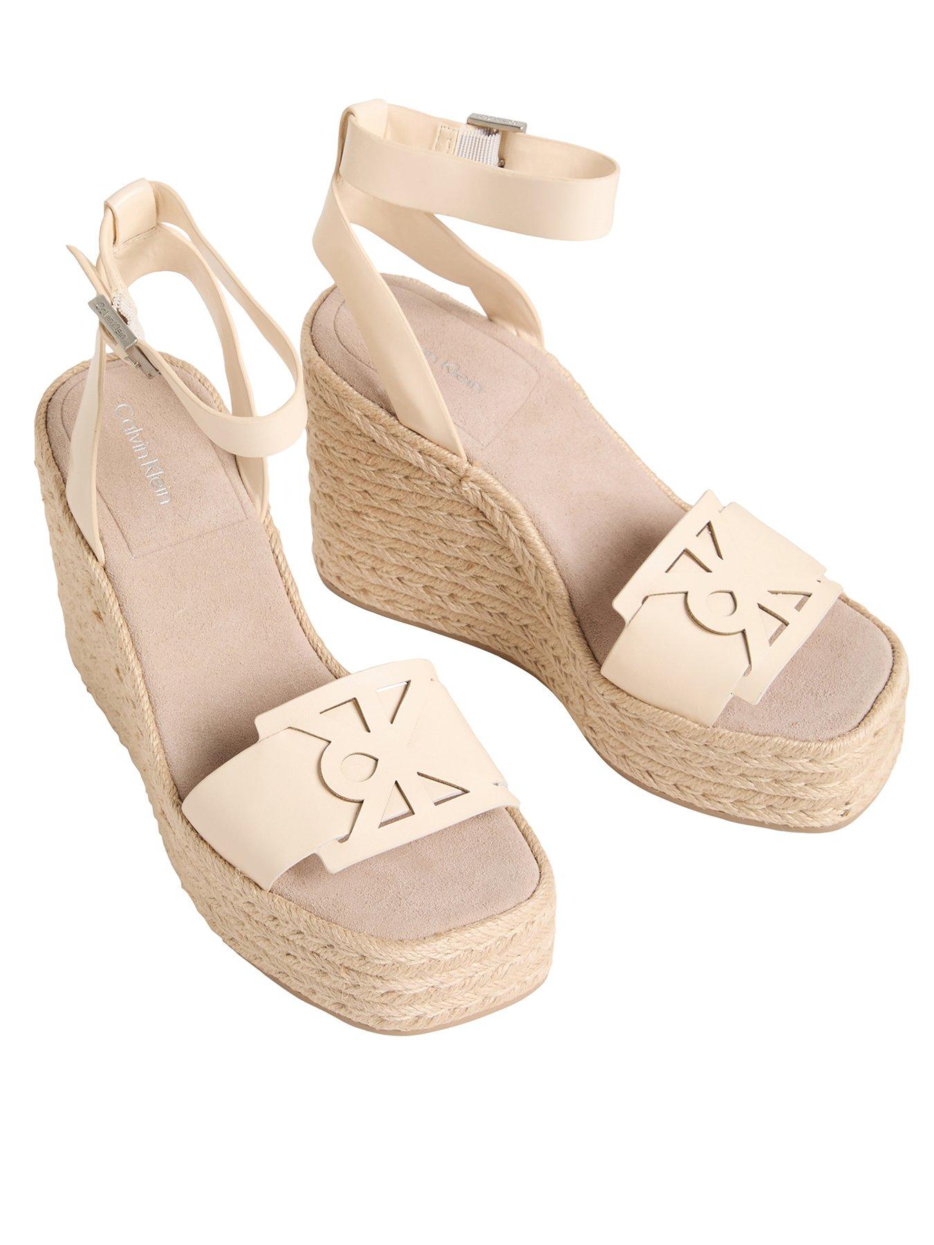 Image 1 of 4 of Calvin Klein Wedge Espadrille 70 Sandals- Beige