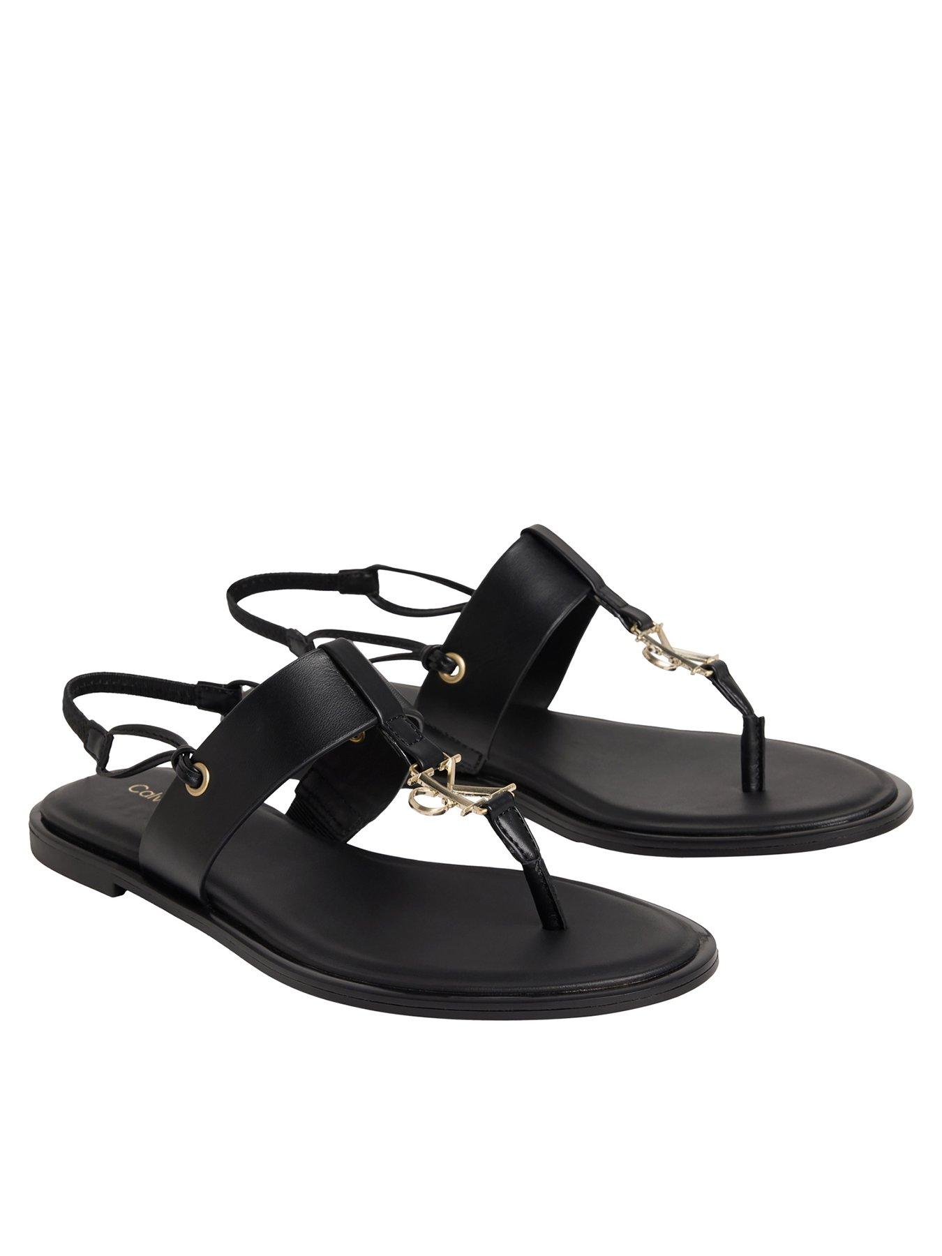 Calvin Klein Round Flat Thong Sandals - Black