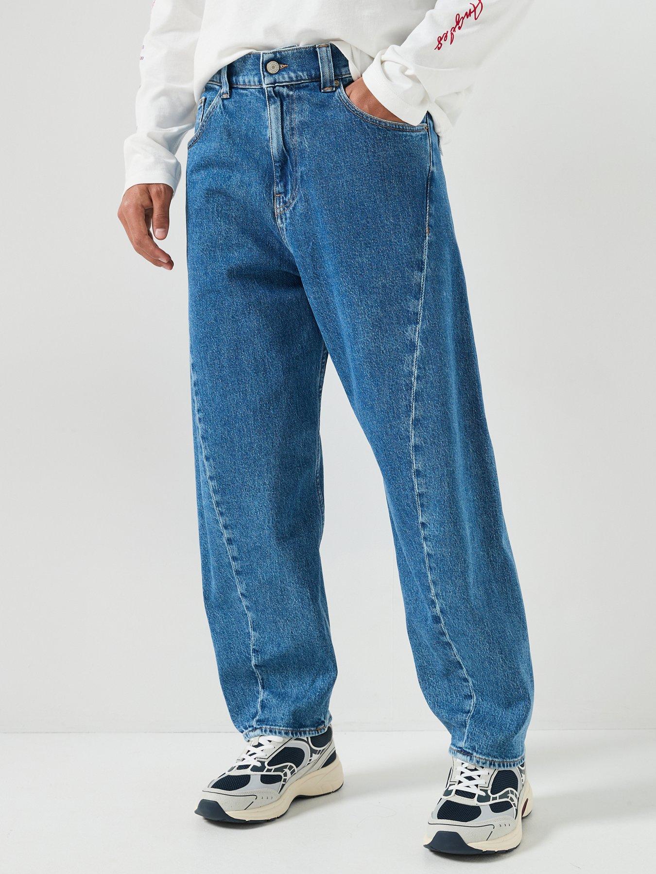 Image 1 of 6 of Tommy Jeans Ashton Twisted Seam Loose Barrel Leg Jeans - Blue