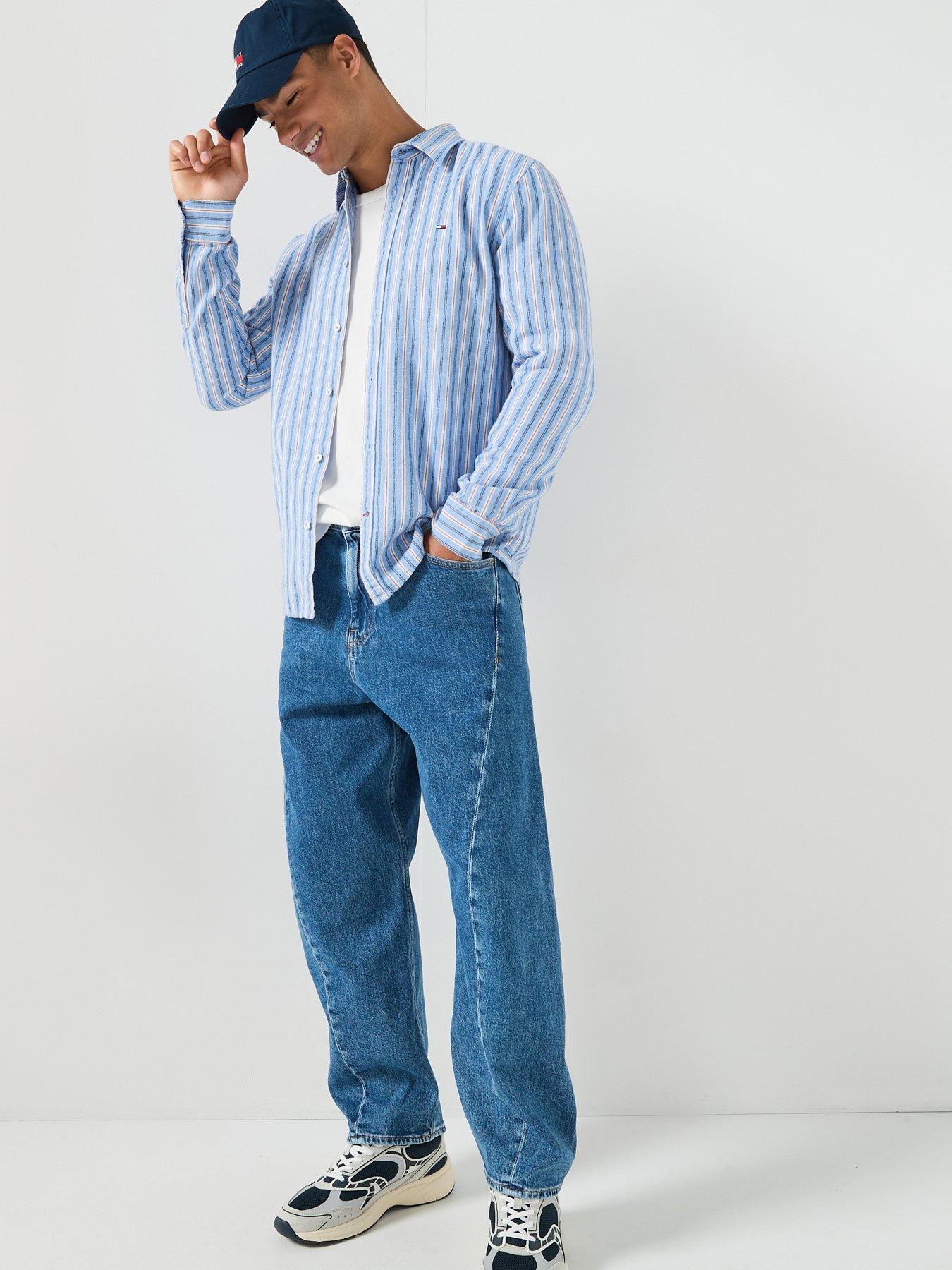 Image 3 of 6 of Tommy Jeans Ashton Twisted Seam Loose Barrel Leg Jeans - Blue