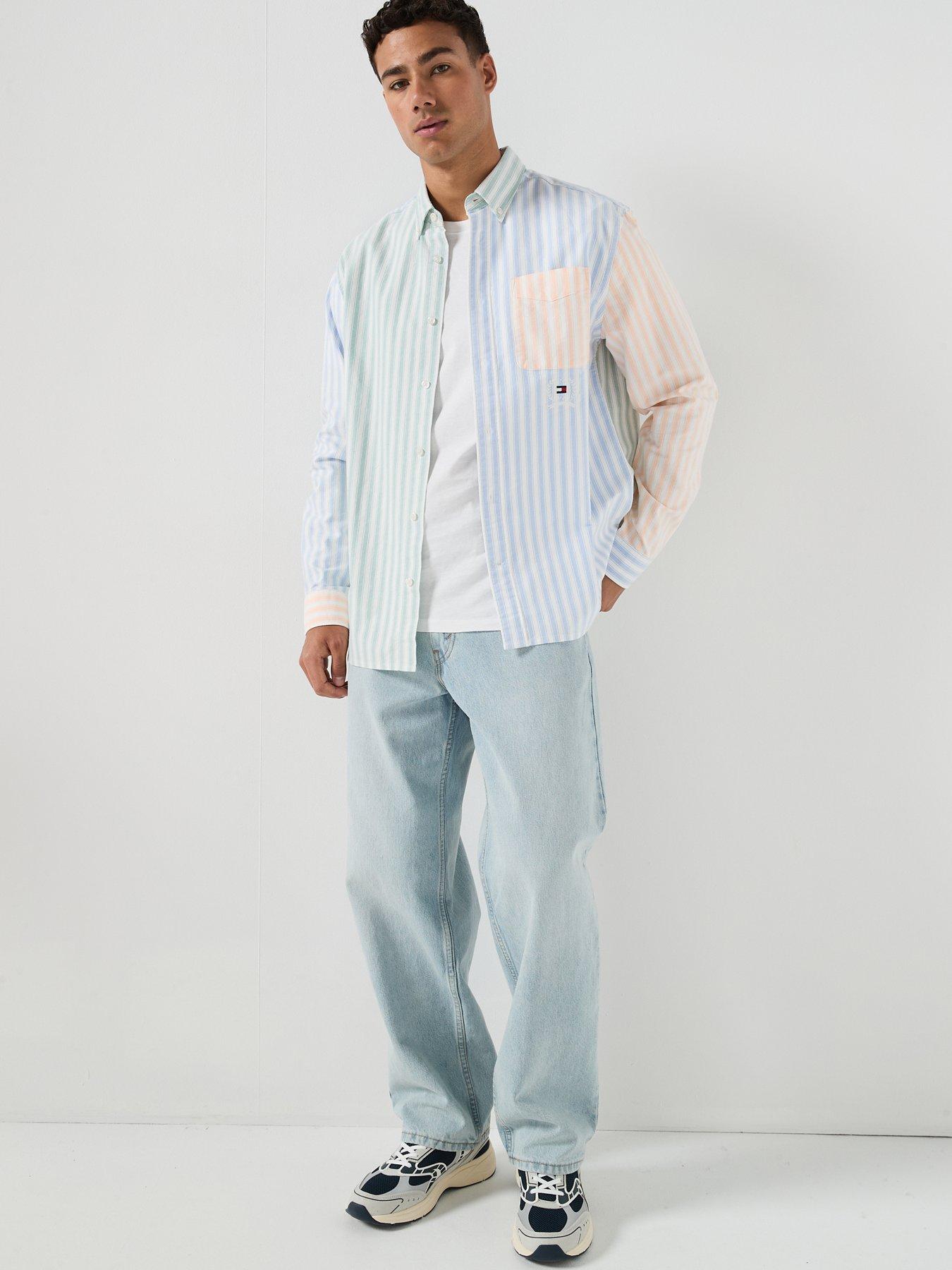 Image 3 of 6 of Tommy Jeans Relaxed Oxford Fun Stripe Shirt - Blue Twilight