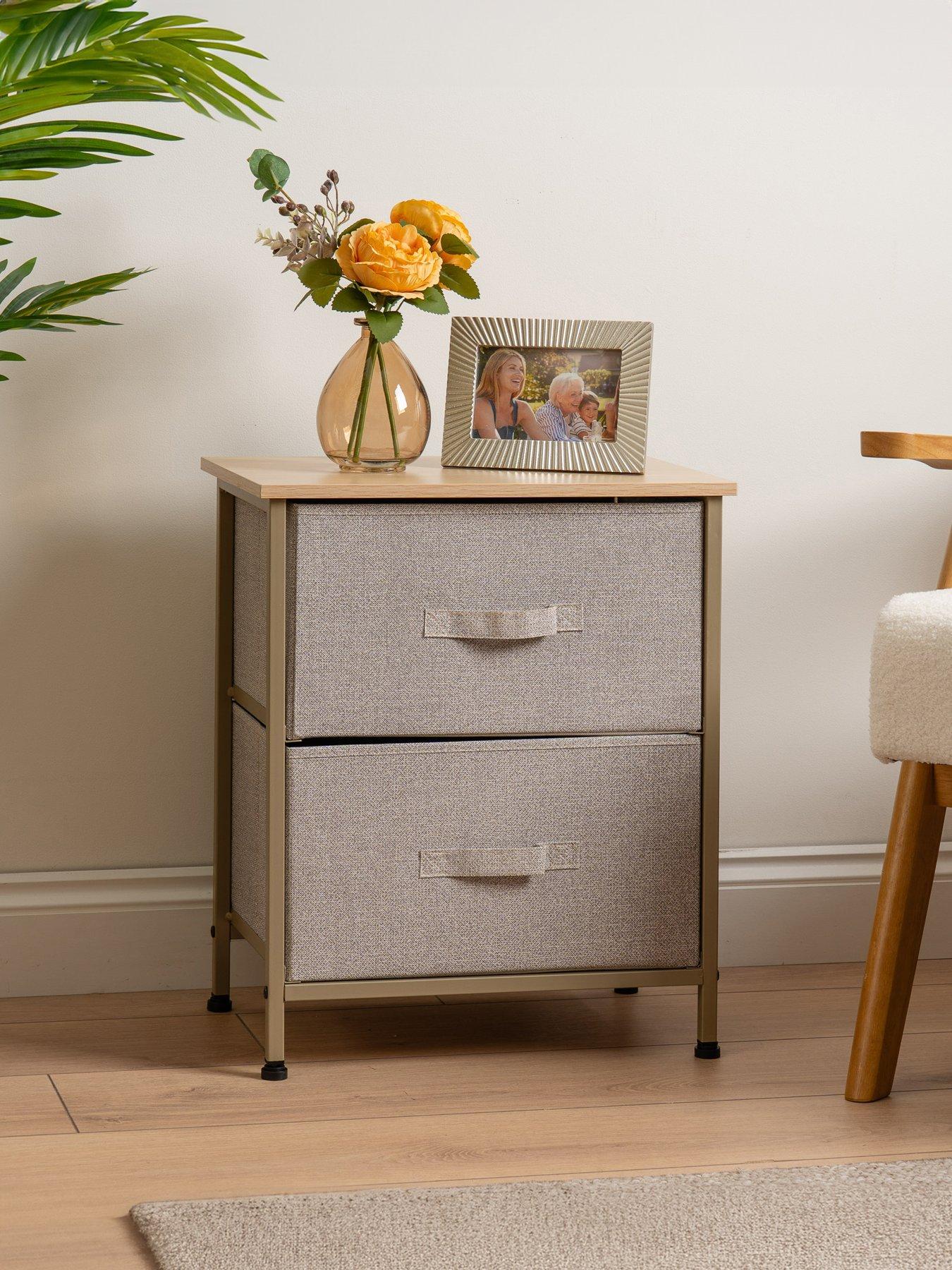 Scottish Everlastings Taylor Bedside Table With Fabric Drawers
