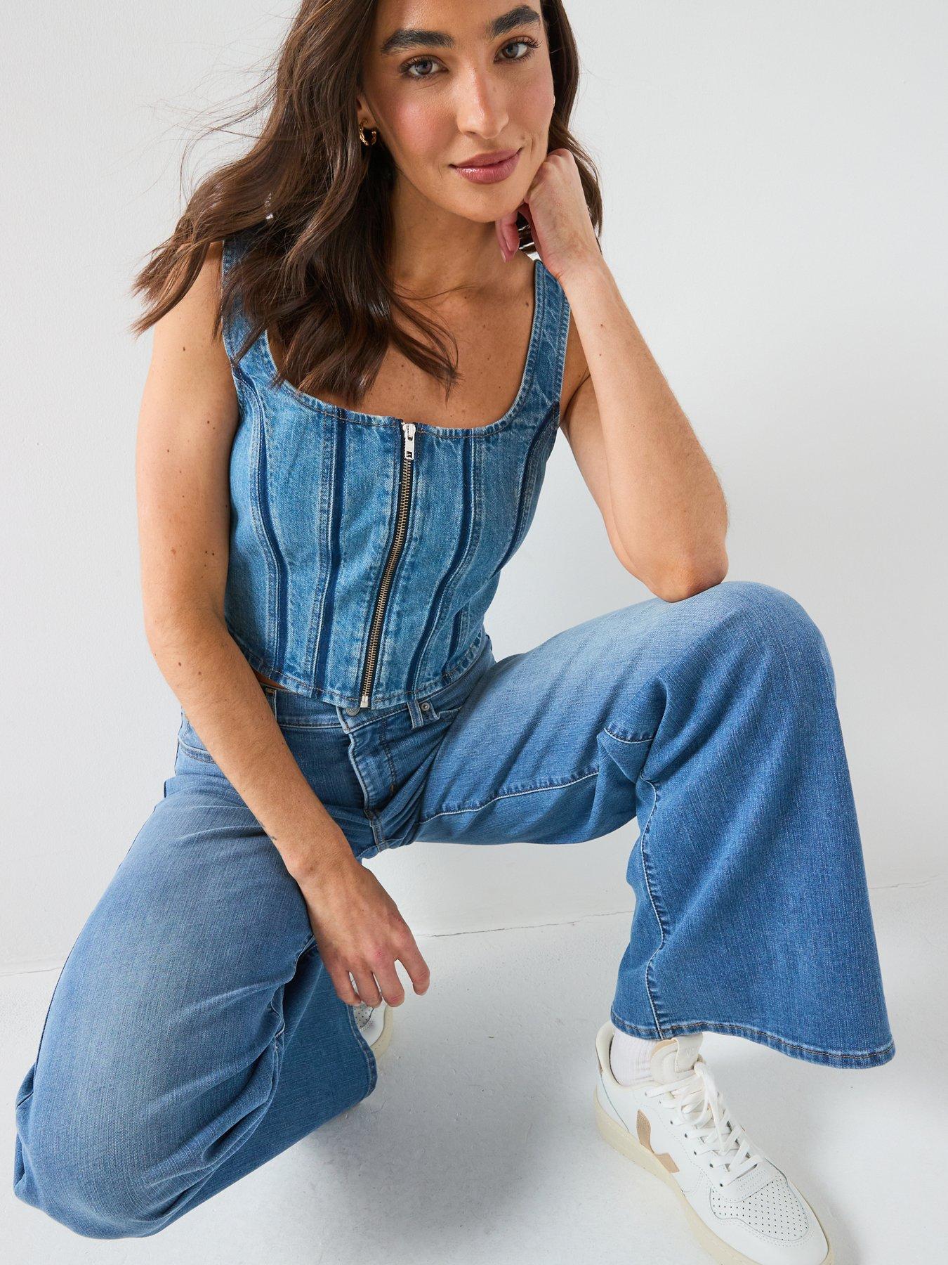 Image 4 of 6 of Levi's Seamed Zip Bustier - Blue