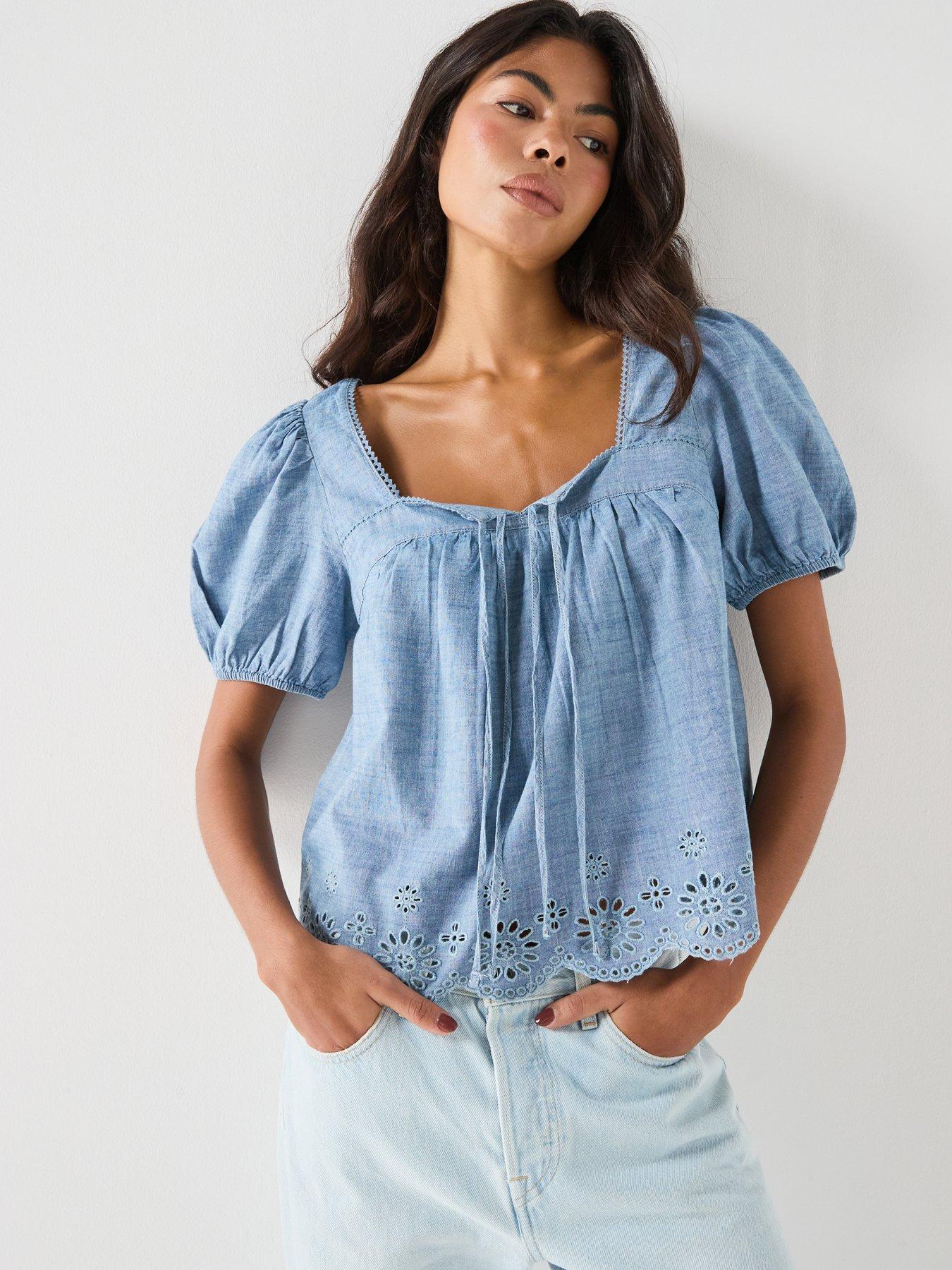 Image 1 of 6 of Levi's Darling Ss Cutwork Blouse