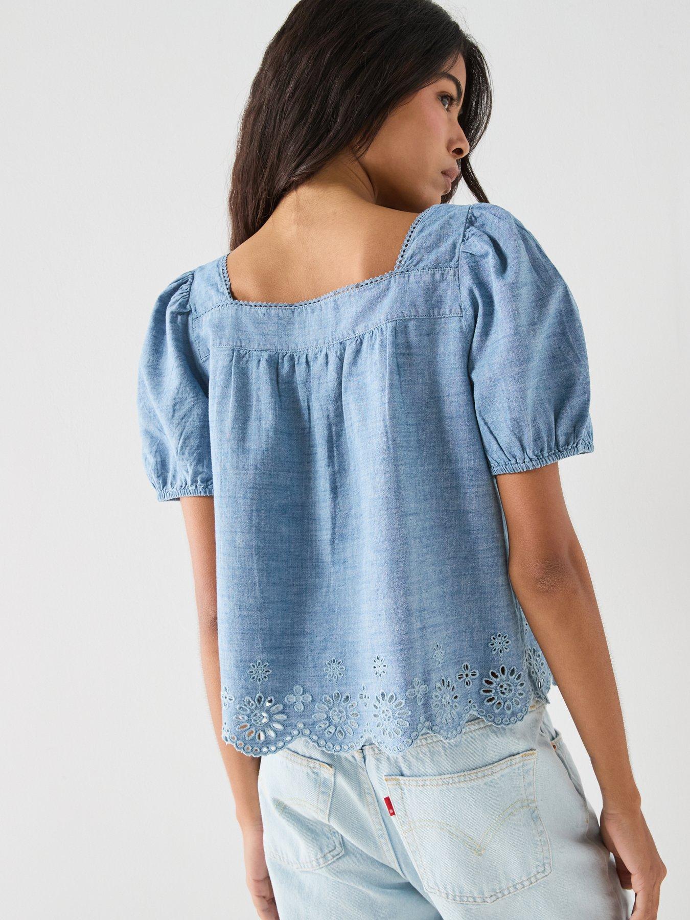 levis-darling-short-sleeve-cutwork-blouse-bluestillFront