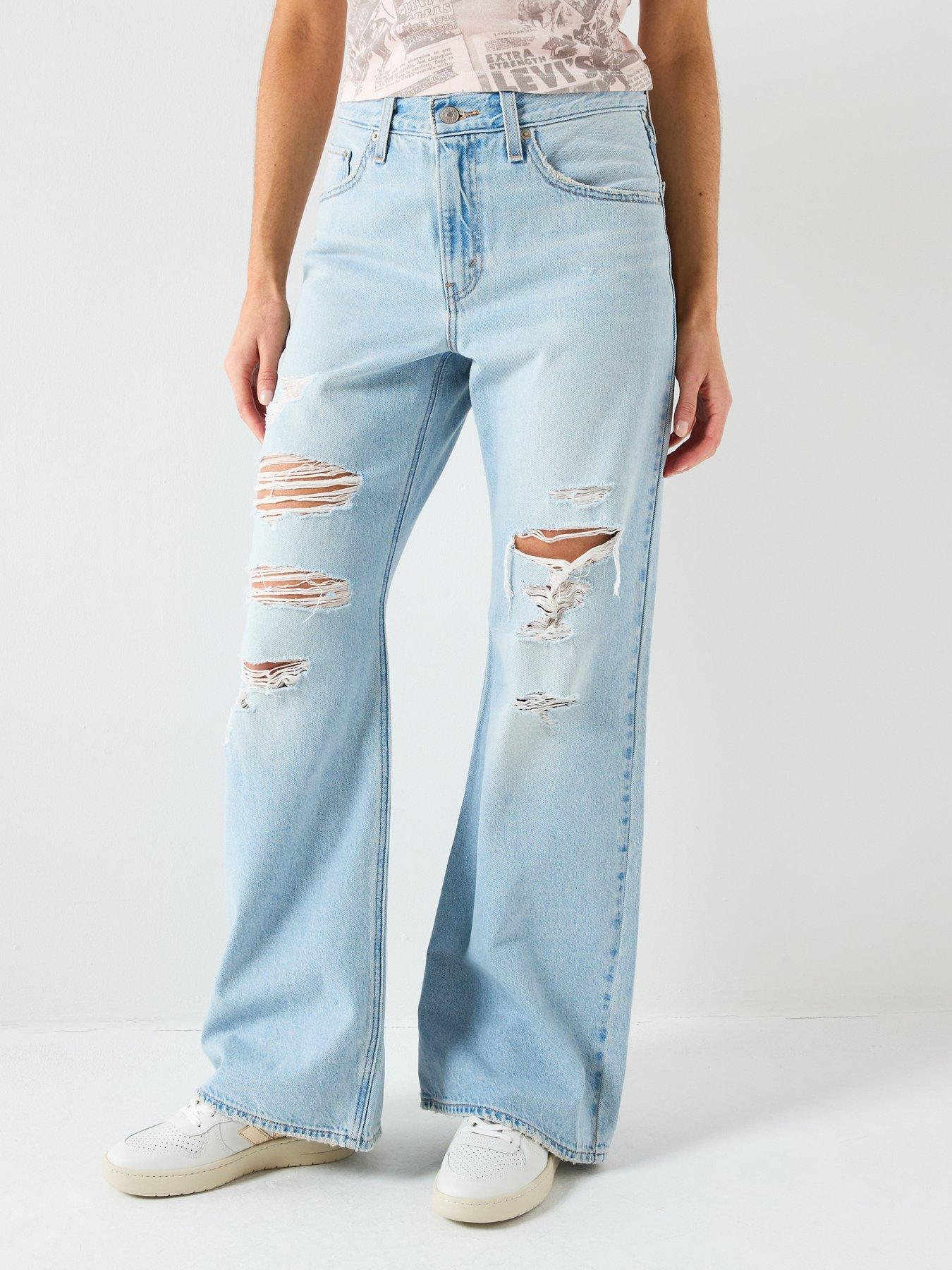 levis-loose-boot-cut-distressed-jeans-blue