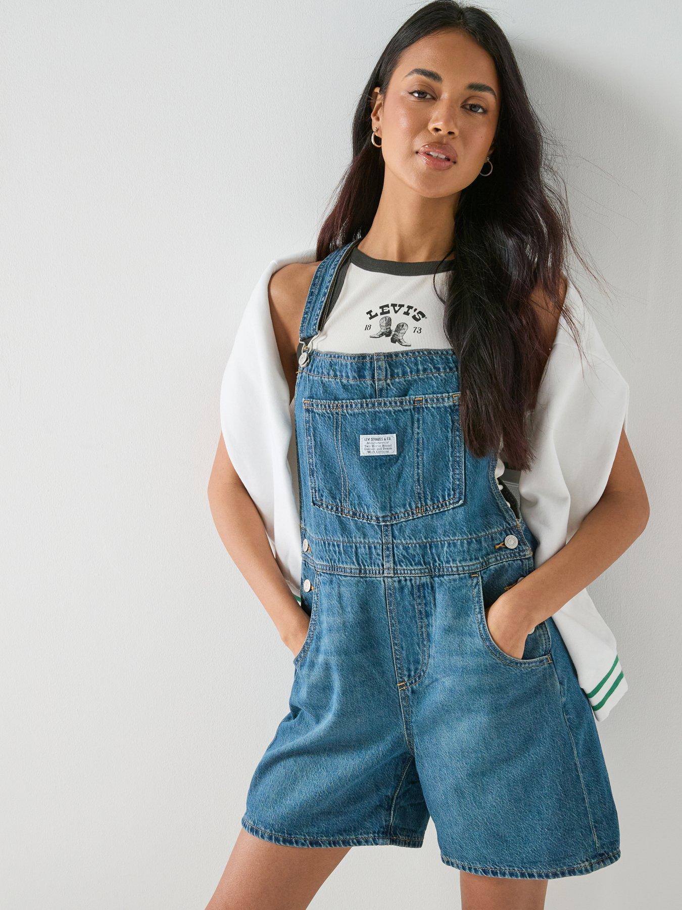 Image 1 of 6 of Levi's Vintage Denim Shortall - Blue