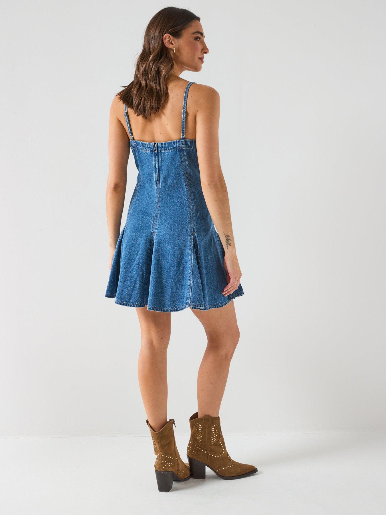 Image 5 of 6 of Levi's Denim Godet Dress - Blue
