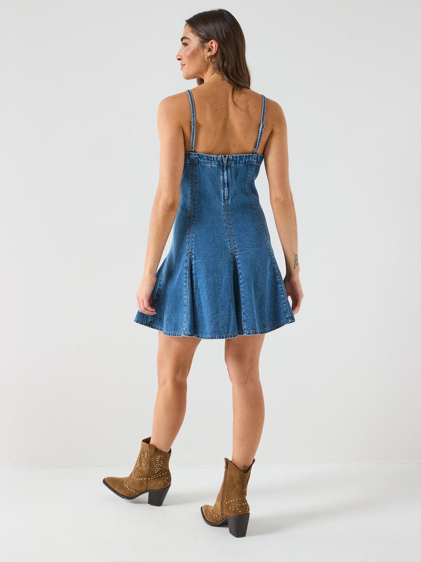 Image 6 of 6 of Levi's Denim Godet Dress - Blue