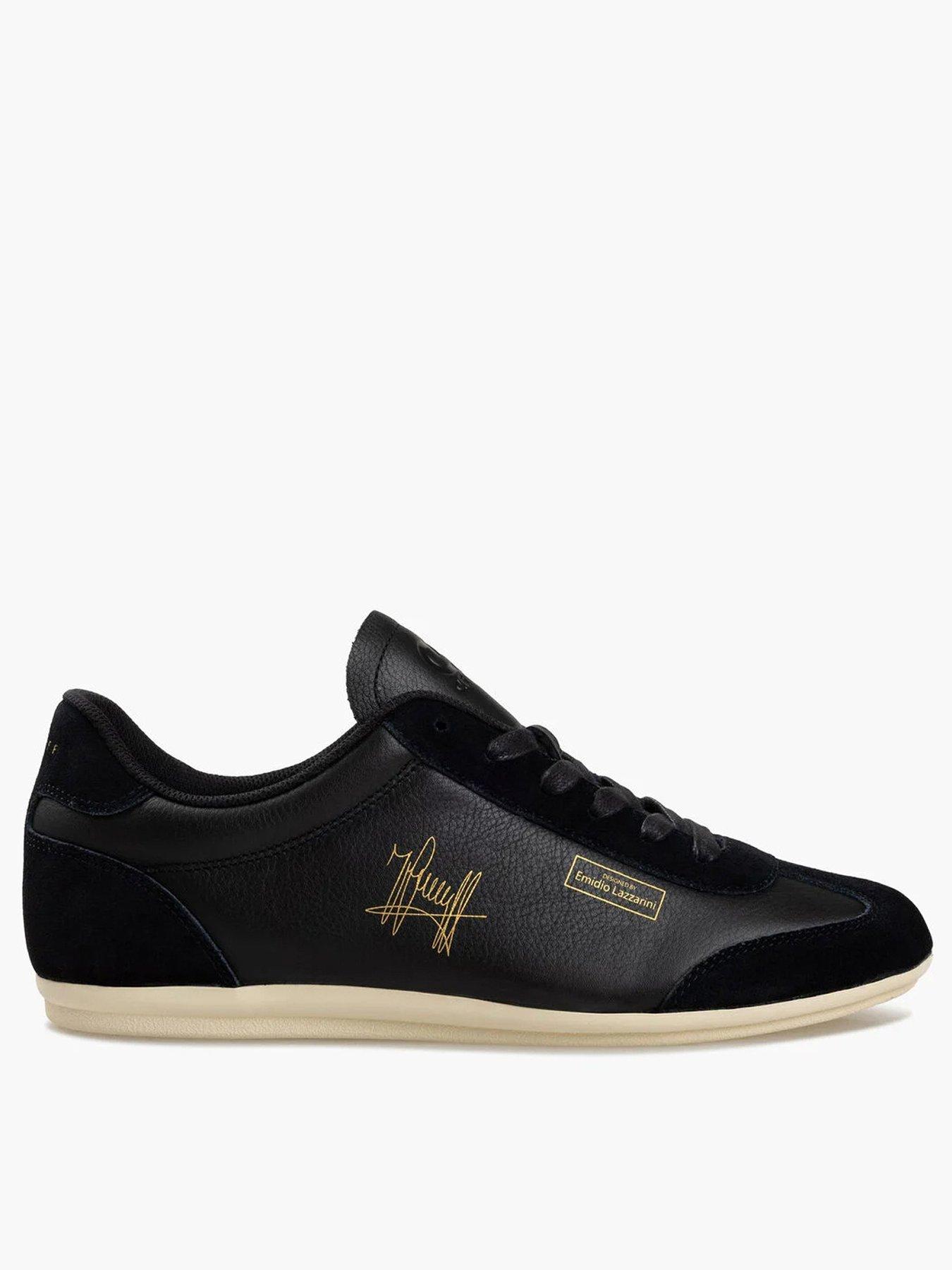 Image 1 of 7 of CRUYFF Recopa Low Profile Tumbled Suede Trainers - Black/White