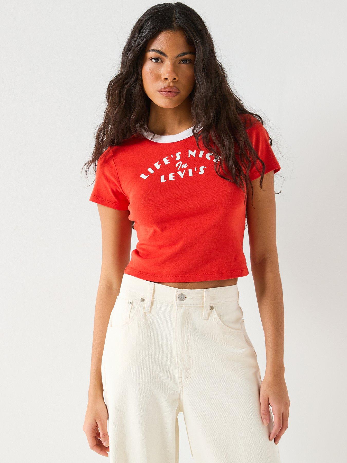 Image 1 of 6 of Levi's Graphic Ringer Mini Tee (No Arm Ringers) - Red