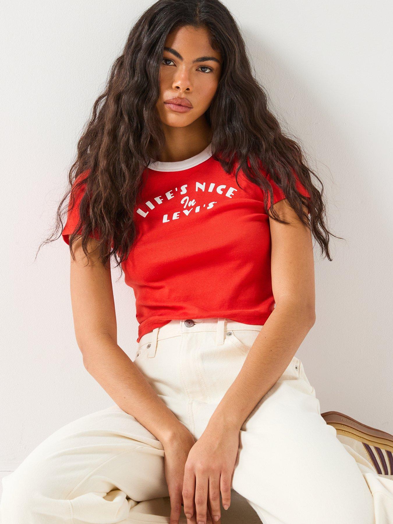 Image 4 of 6 of Levi's Graphic Ringer Mini Tee (No Arm Ringers) - Red