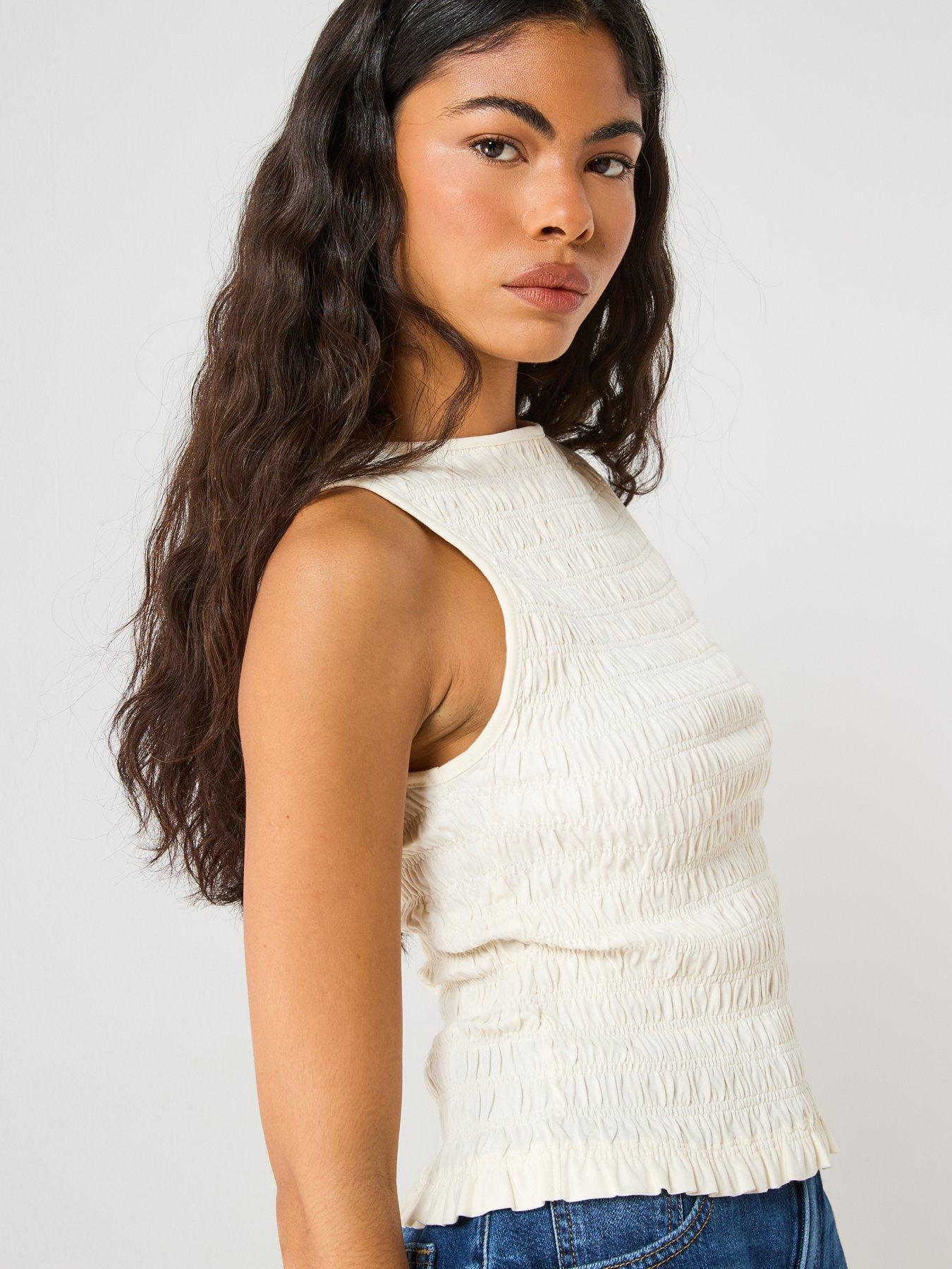 Image 5 of 6 of Levi's Bella Smocked Top - White