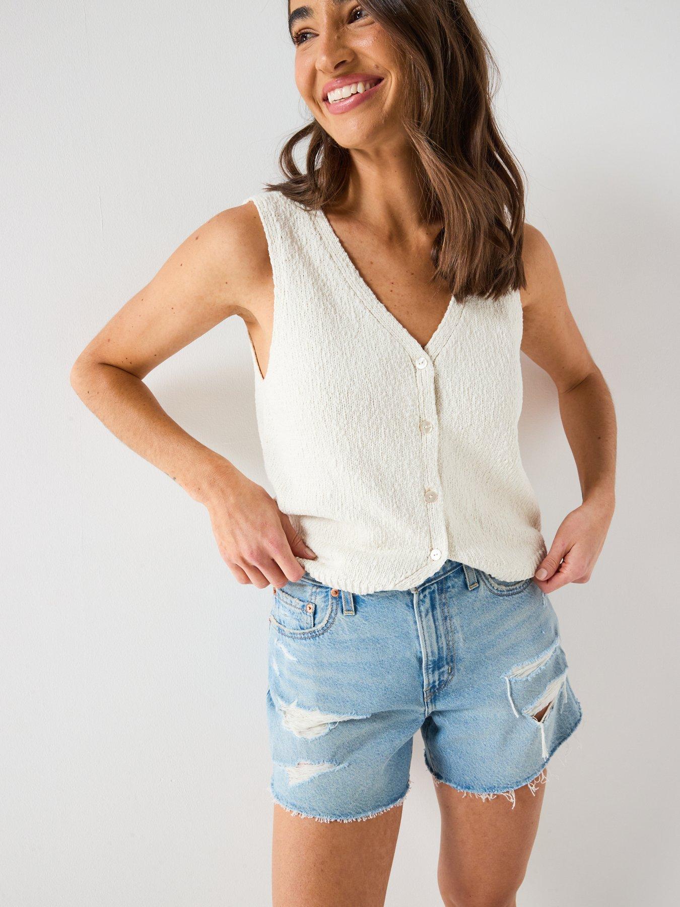 Image 5 of 6 of Levi's Ribcage Zip Shorts - Blue