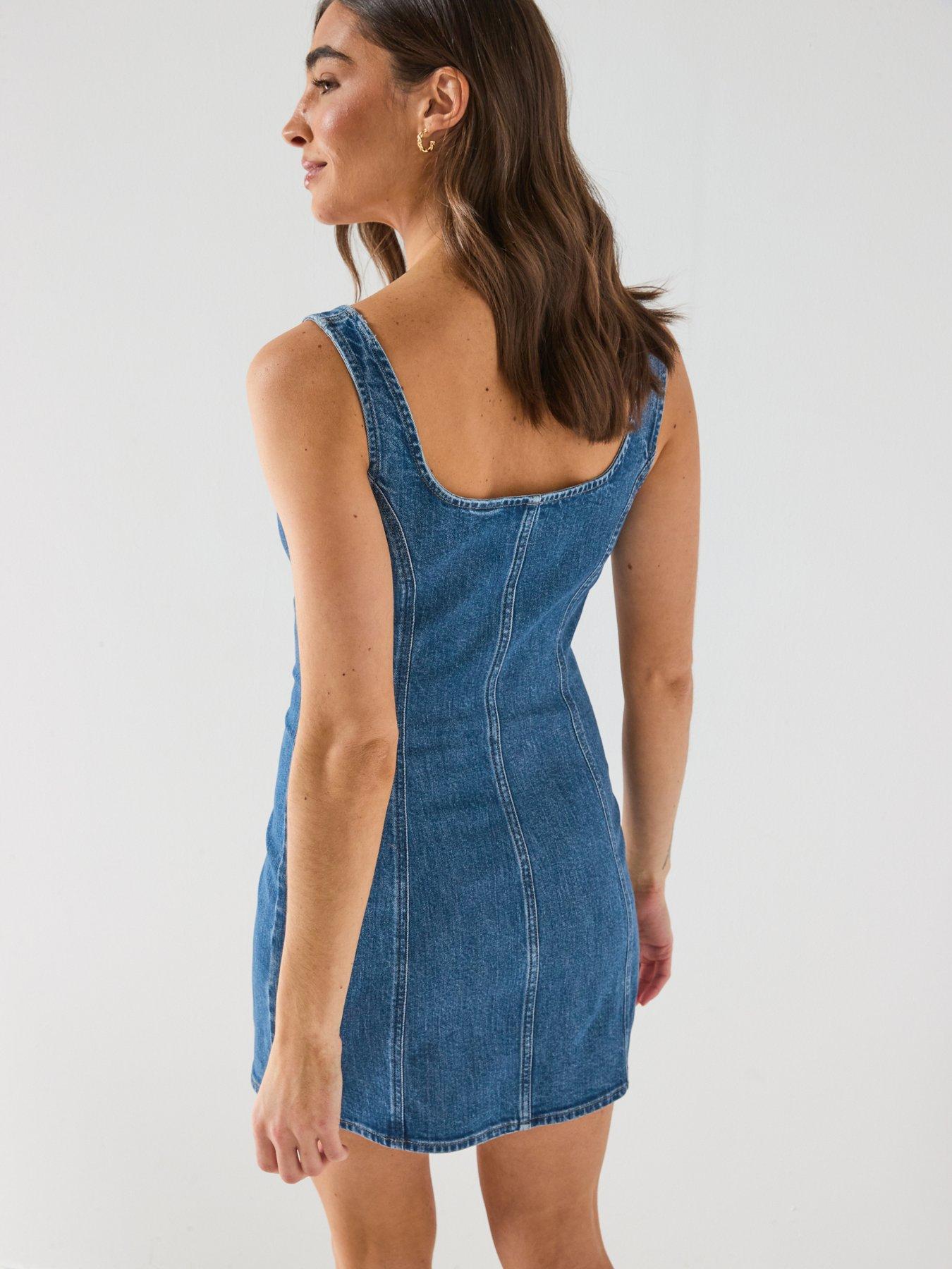 Image 2 of 5 of Levi's Seamed Zip Denim Dress - Blue