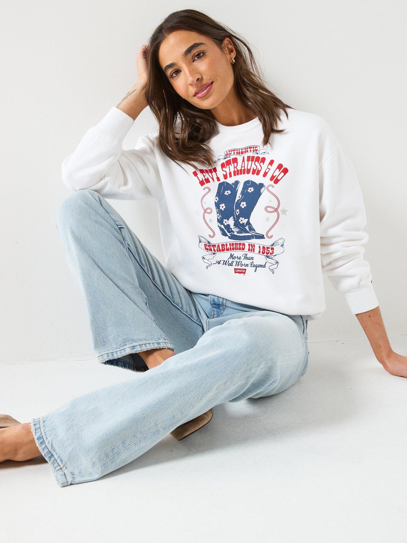 Image 1 of 6 of Levi's Graphic Heritage Crew Neck Sweatshirt - White