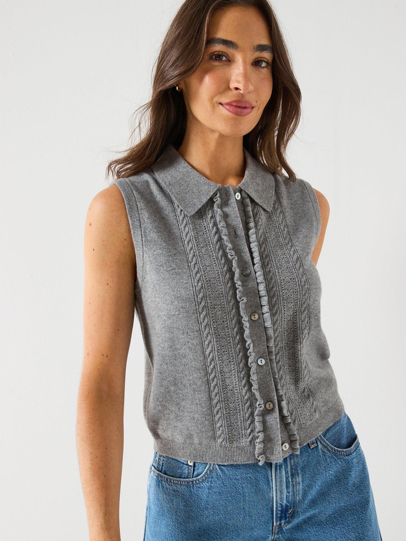Image 1 of 6 of Levi's Super Soft Mini Ruffle Vest - Grey