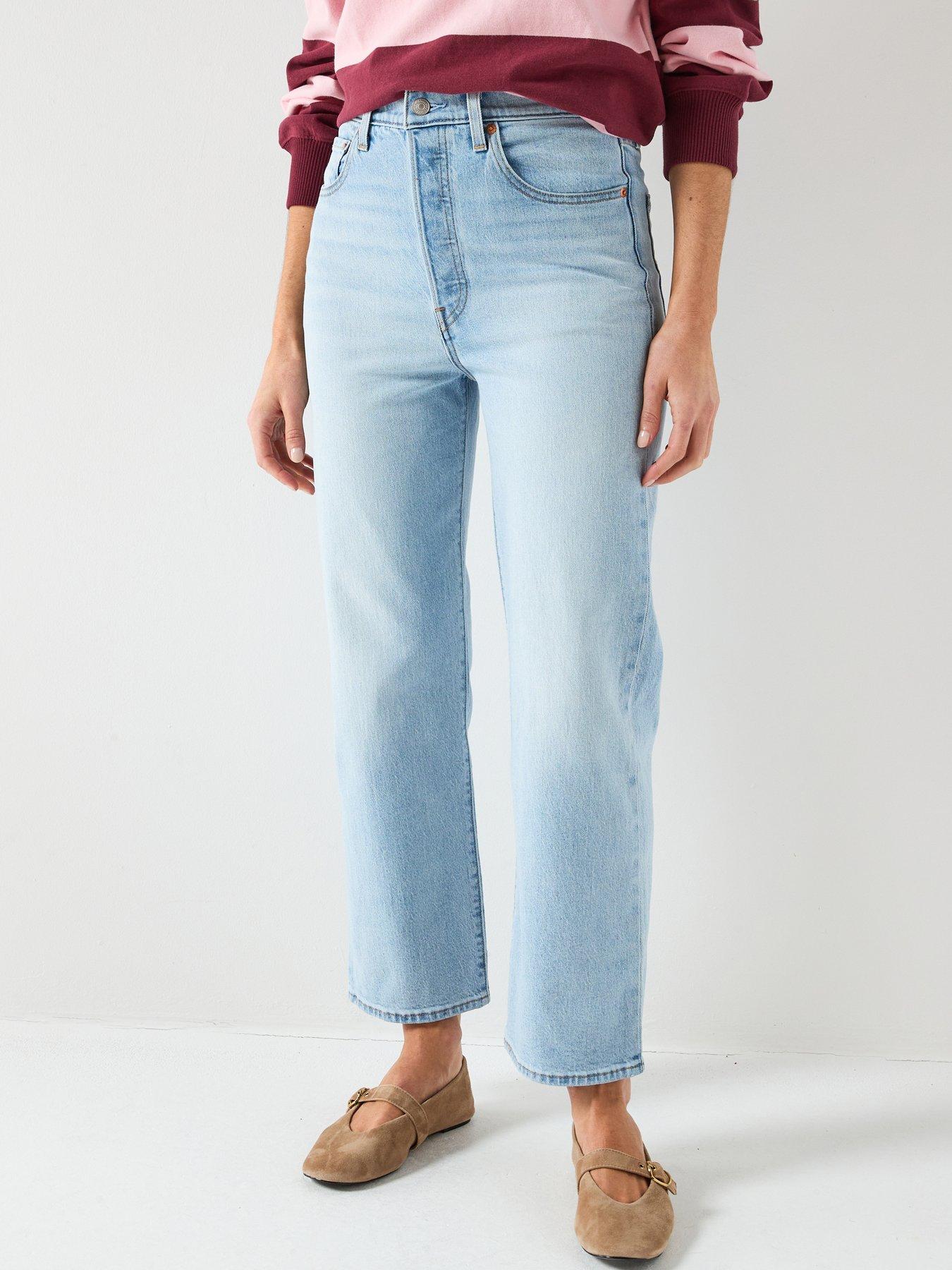 Image 1 of 6 of Levi's Ribcage Straight Ankle Jeans - Blue
