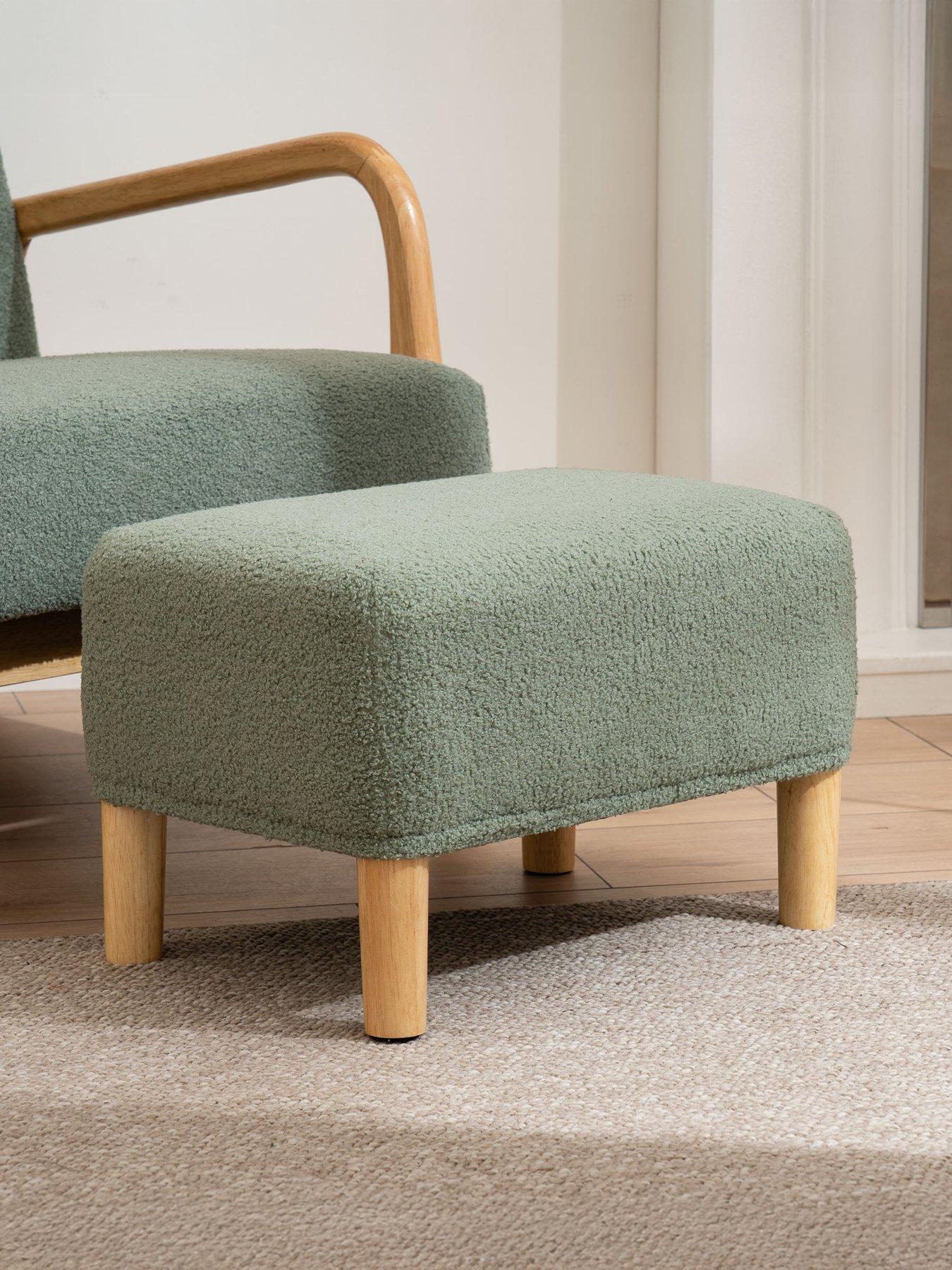 Image 1 of 3 of Scottish Everlastings Howorth Boucle Foot Stool - Light Green