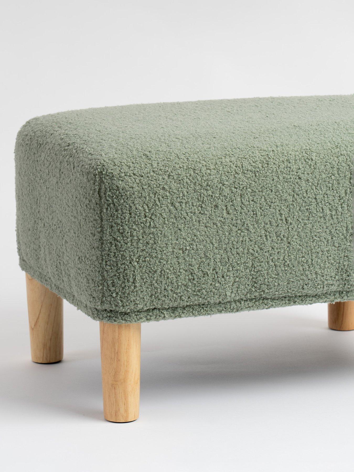 Image 3 of 3 of Scottish Everlastings Howorth Boucle Foot Stool - Light Green