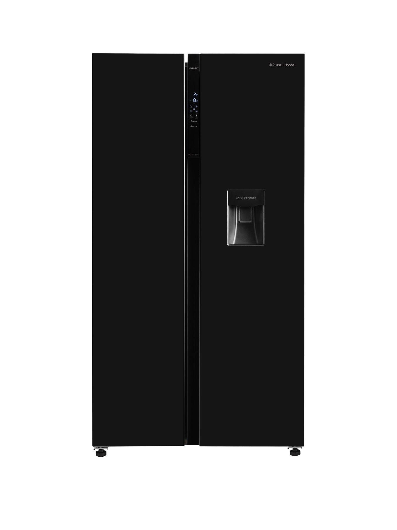 Russell Hobbs RH90AFF201B-WD 177cm high 90cm wide freestanding slimline American Fridge Freezer with Water Dispenser in Black