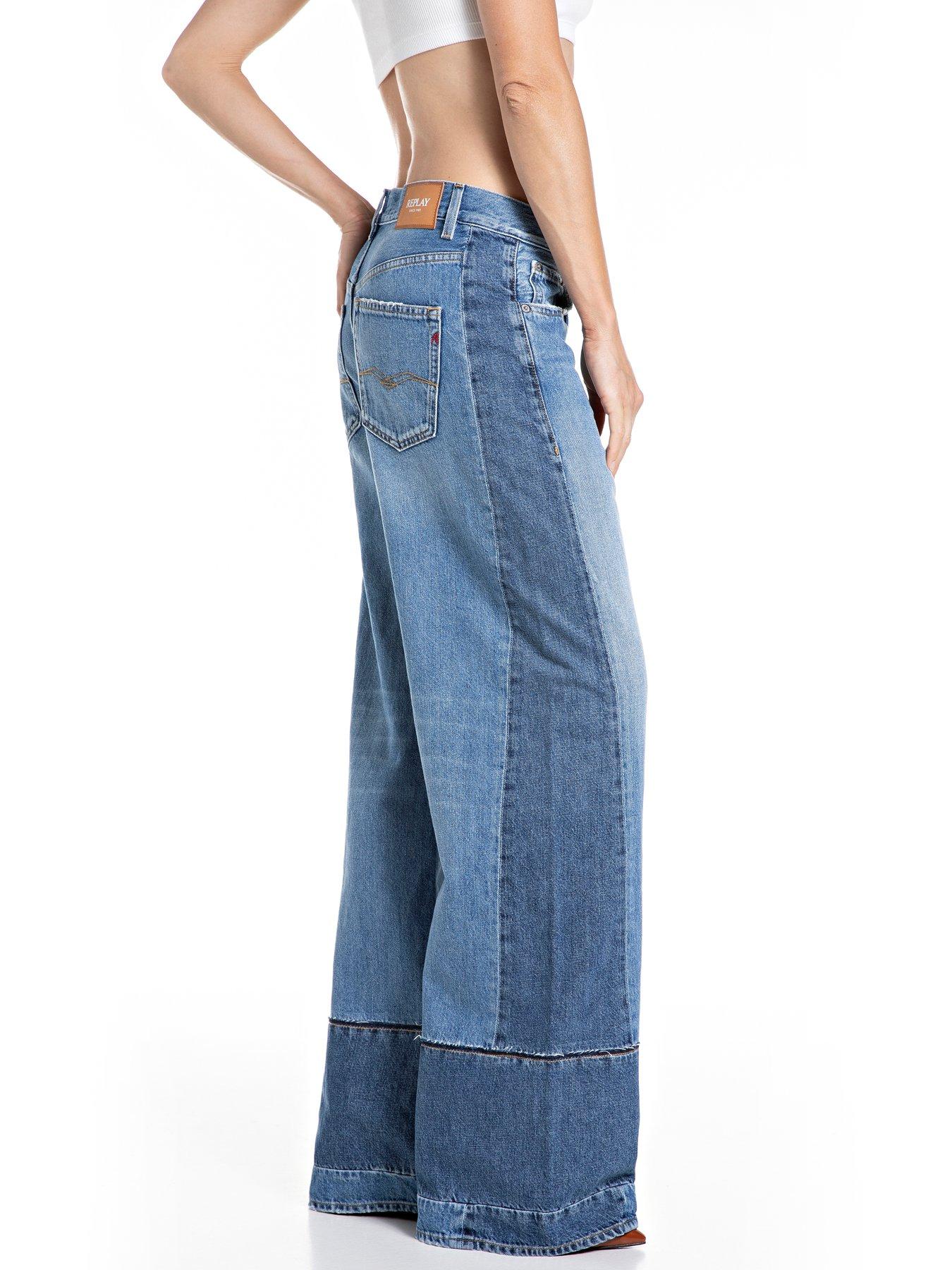 Image 3 of 3 of Replay Idalya Wide Leg Jeans - Blue
