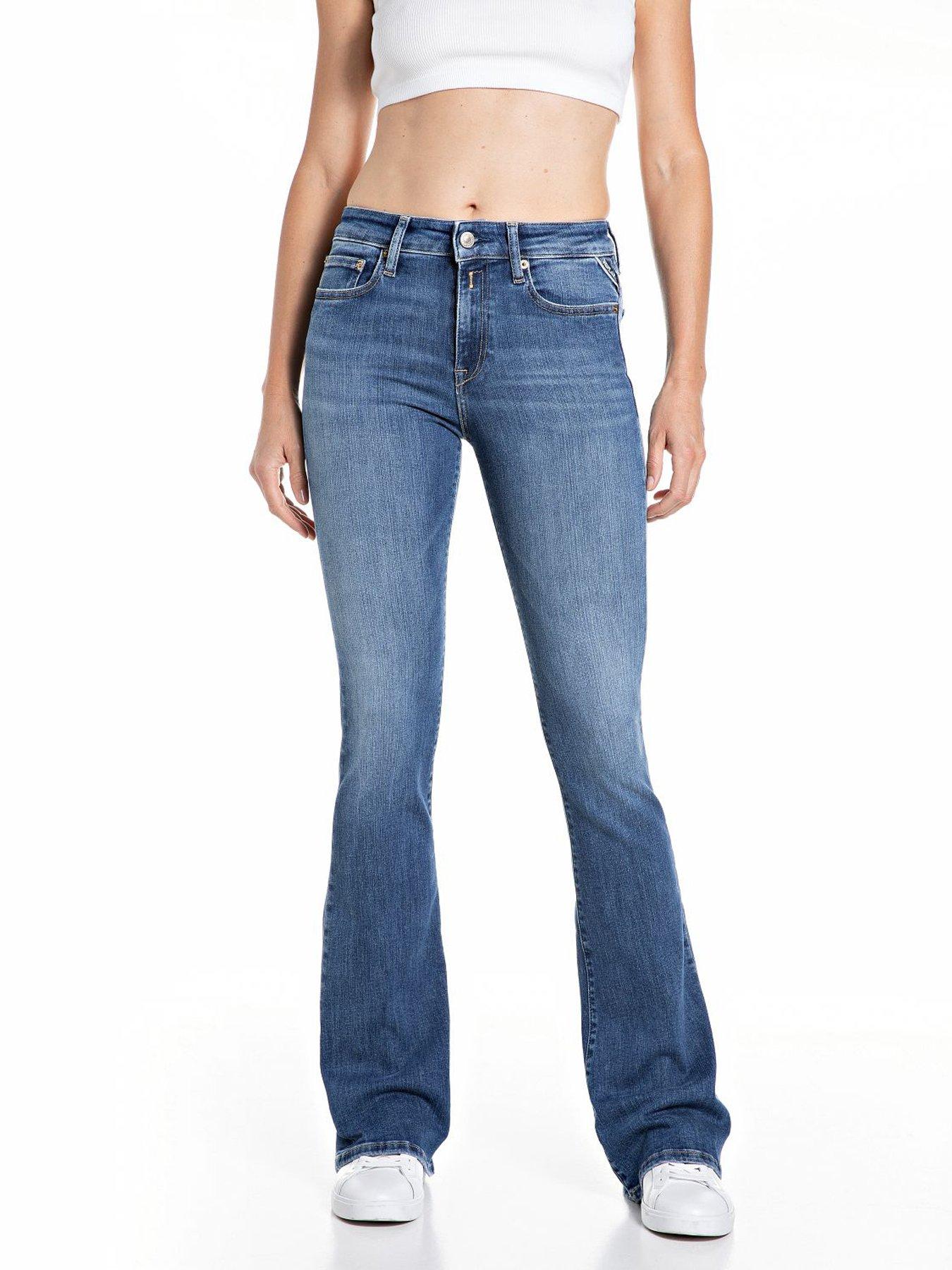 replay-flared-leg-stretch-jeans-bluefront
