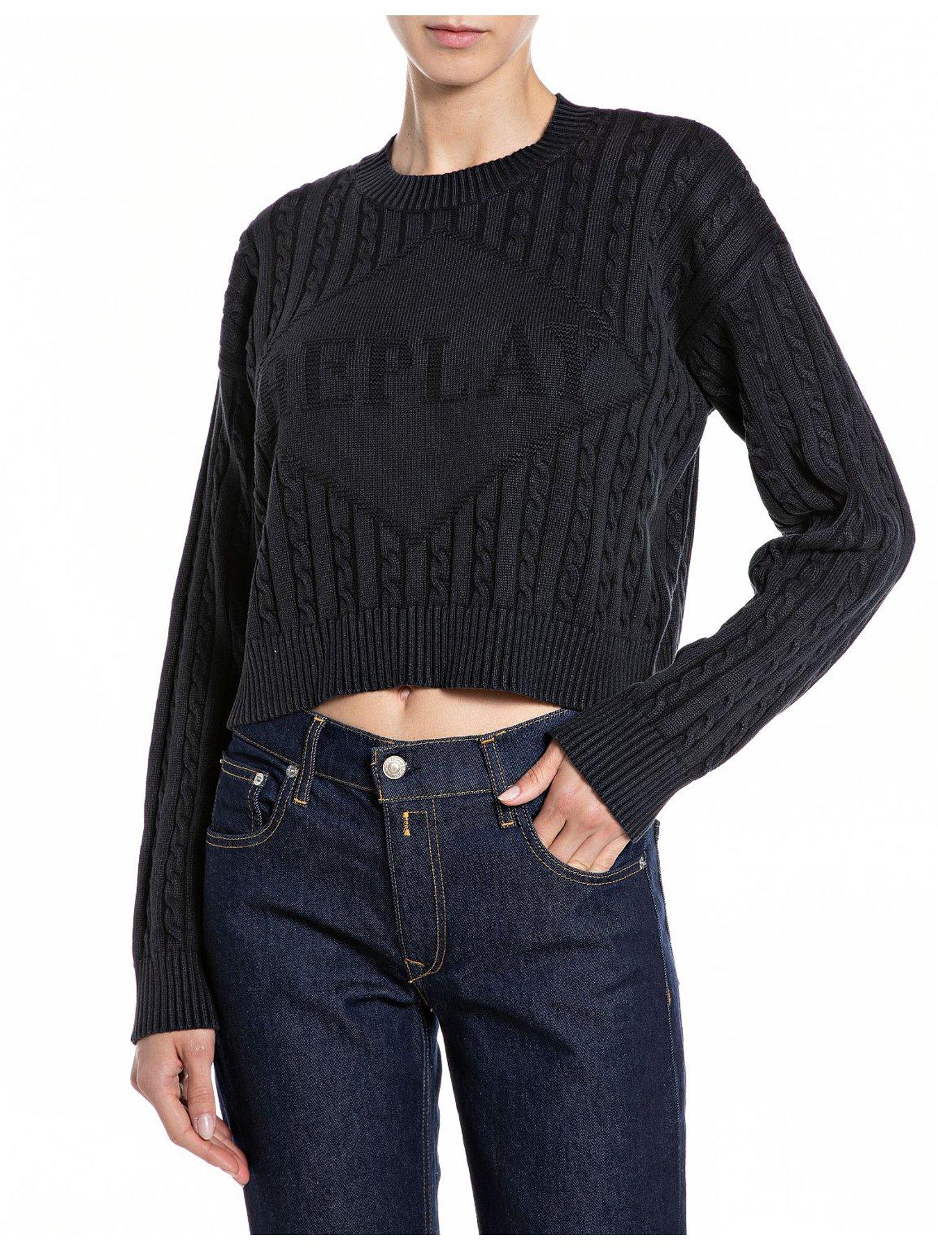 Replay Logo Long Sleeve Knit Top