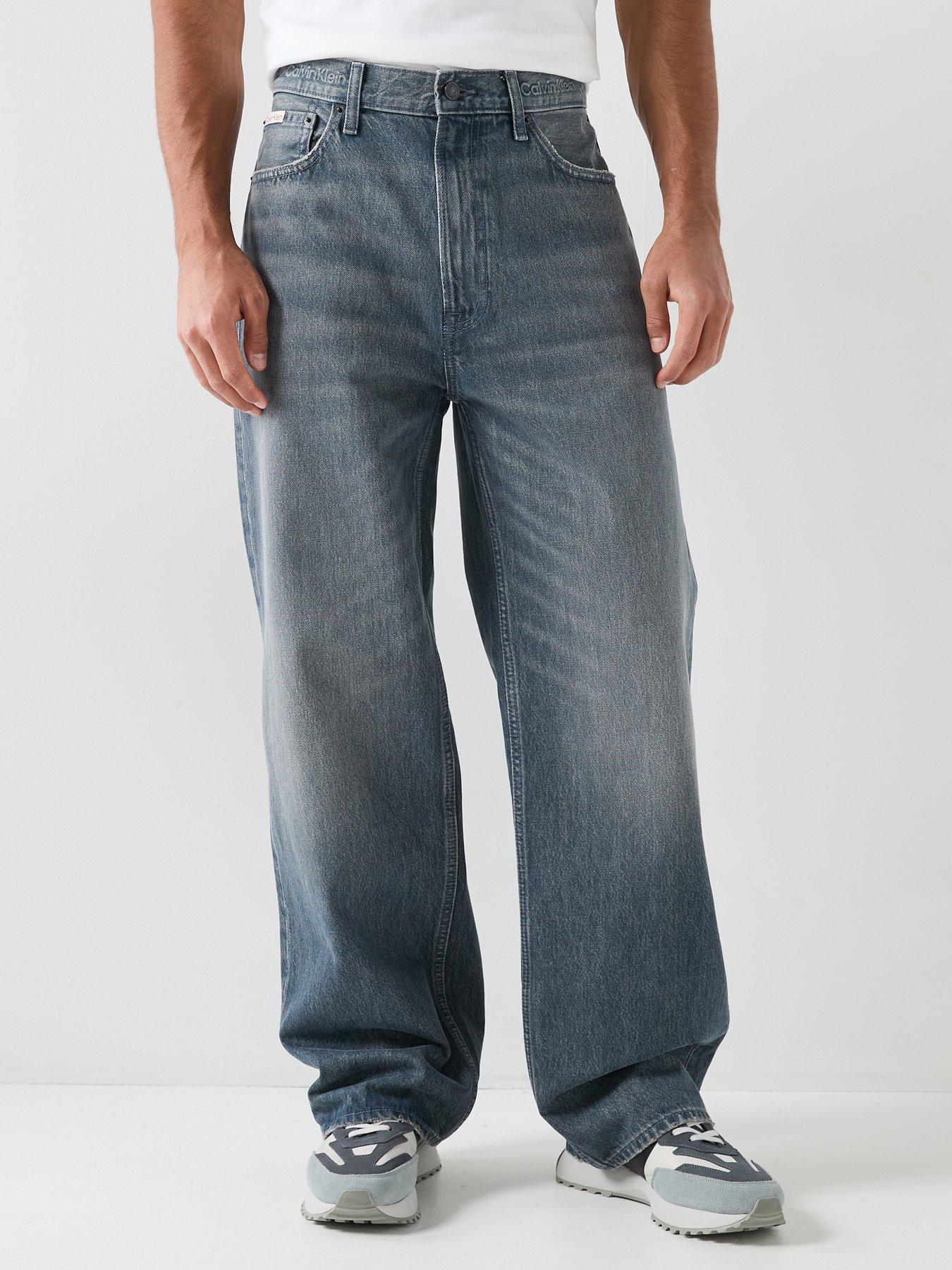 Image 1 of 6 of Calvin Klein Jeans Baggy Fit Embossed Waistband - Blue