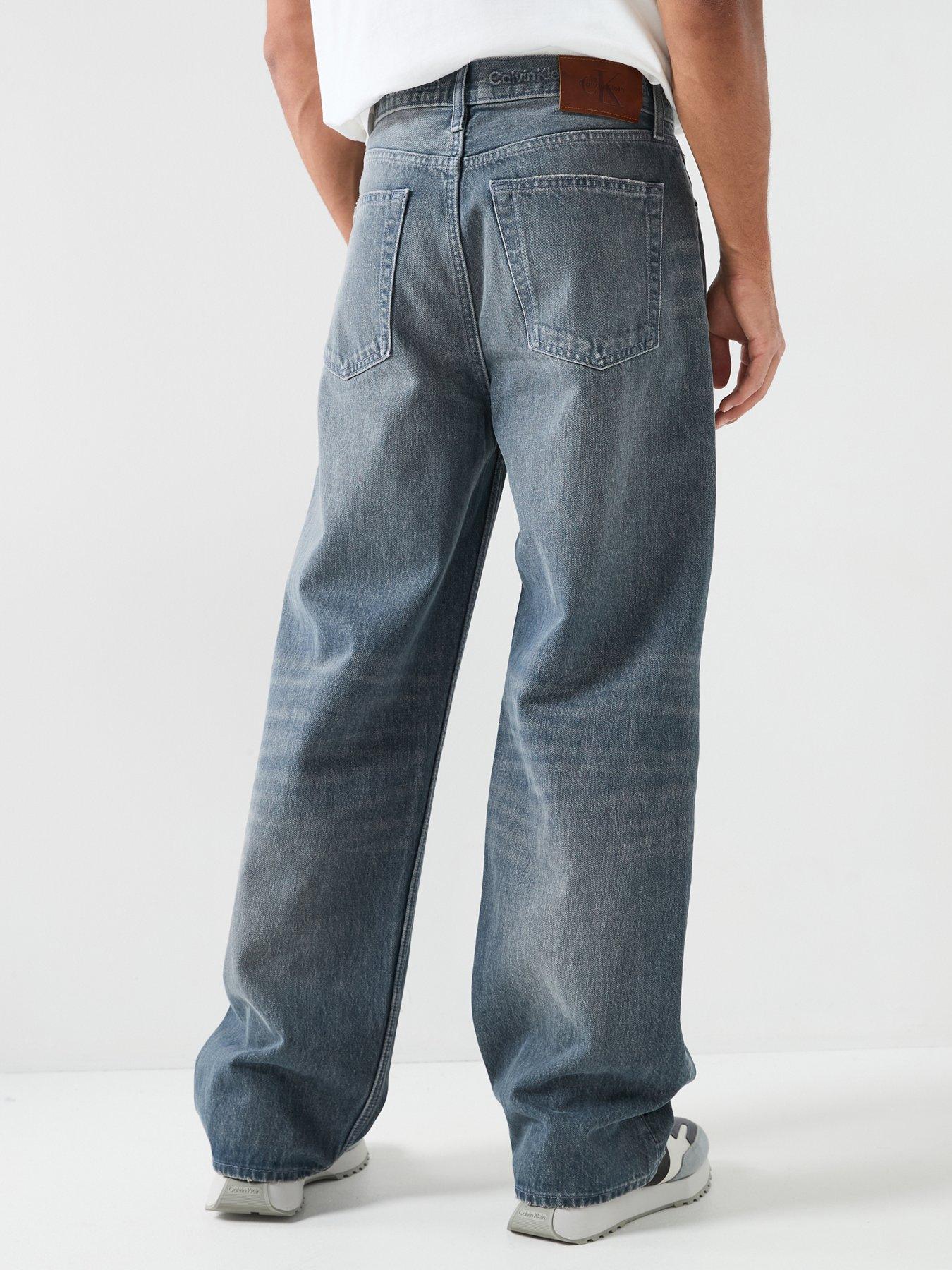 Image 2 of 6 of Calvin Klein Jeans Baggy Fit Embossed Waistband - Blue