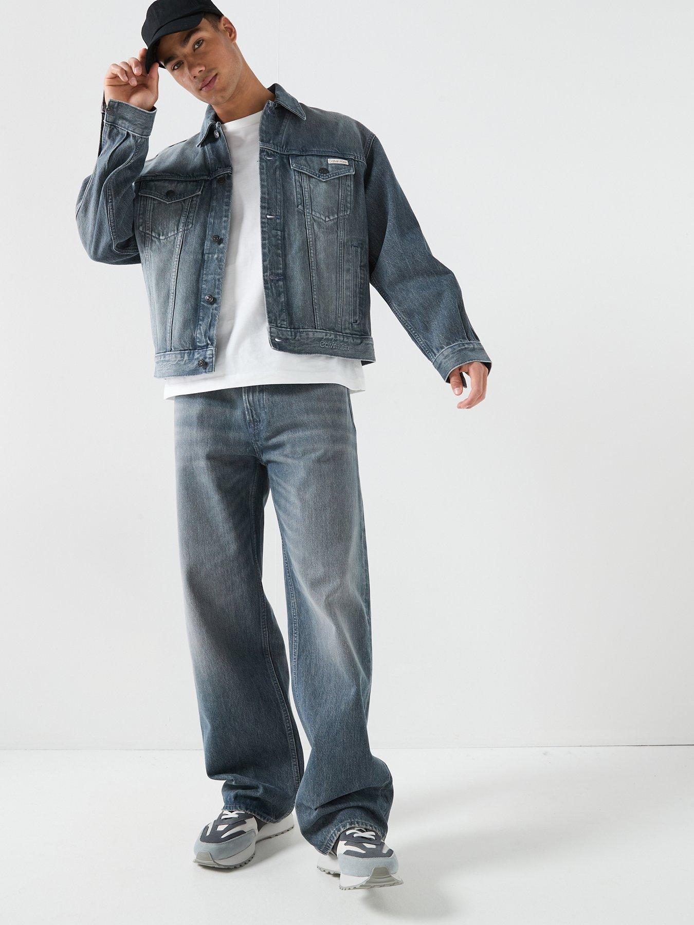 Image 3 of 6 of Calvin Klein Jeans Baggy Fit Embossed Waistband - Blue