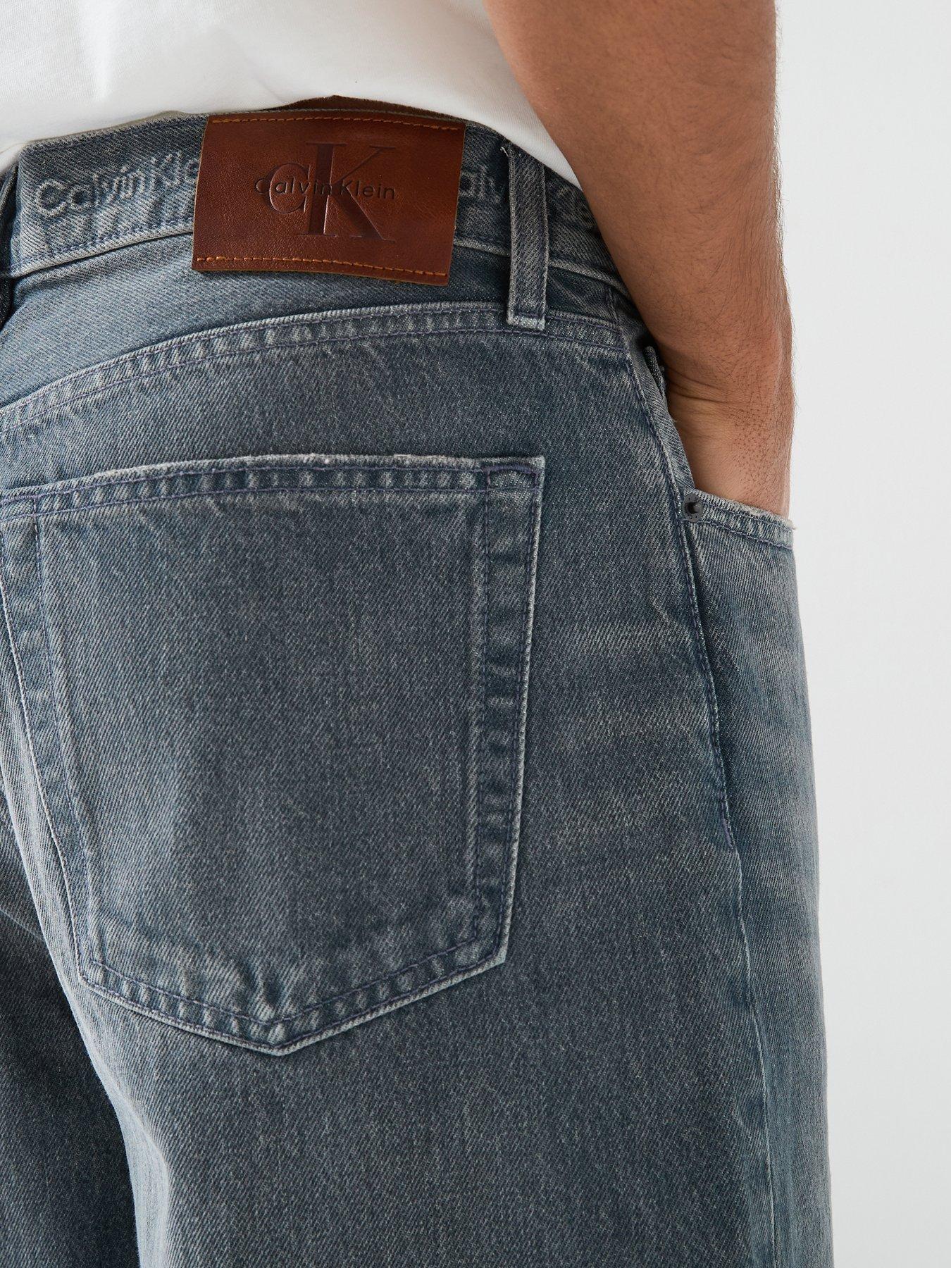 Image 4 of 6 of Calvin Klein Jeans Baggy Fit Embossed Waistband - Blue