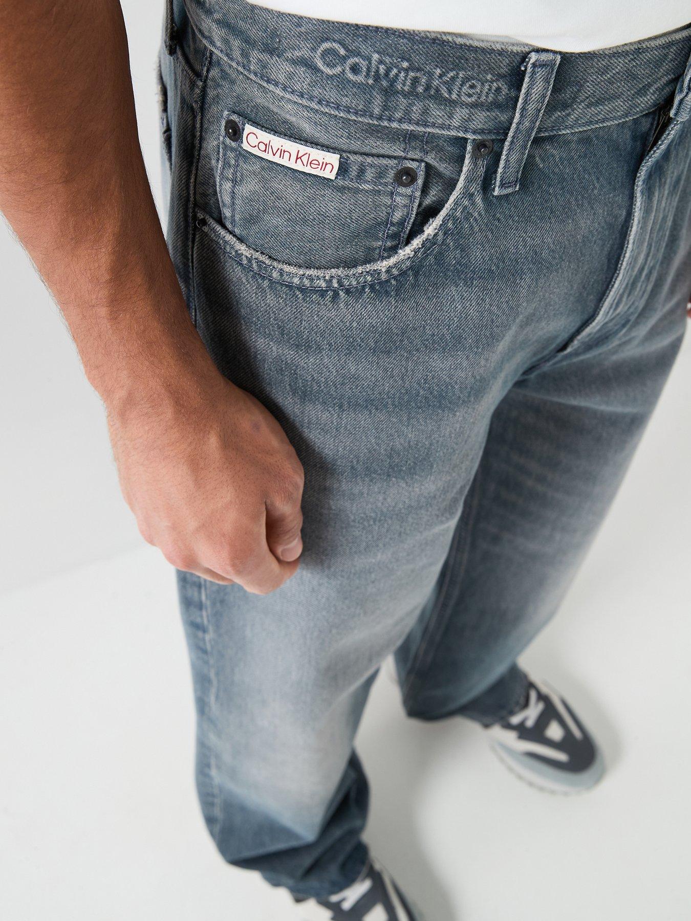 Image 6 of 6 of Calvin Klein Jeans Baggy Fit Embossed Waistband - Blue