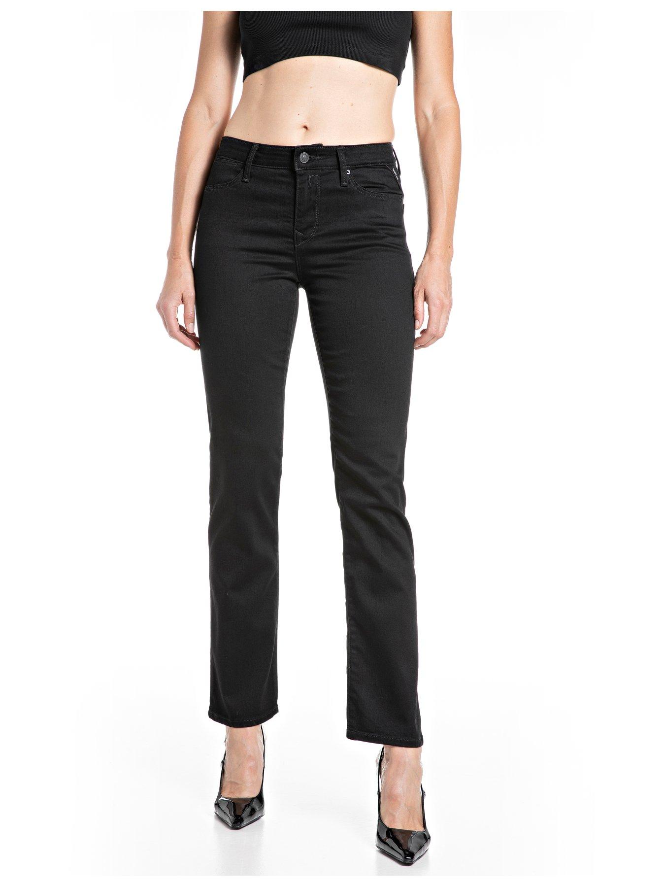 replay-straight-leg-high-waist-jeans-blackfront
