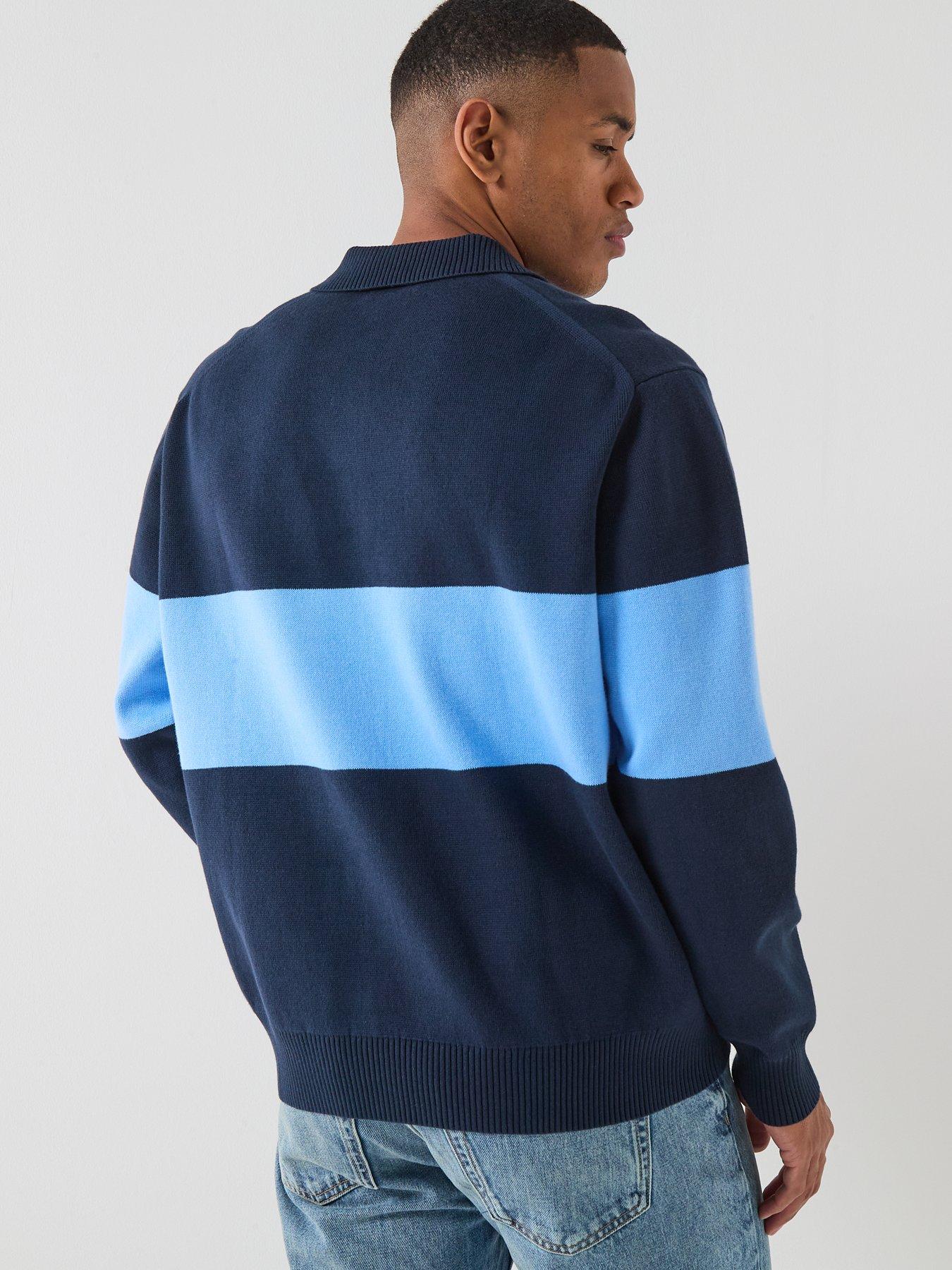 calvin-klein-jeans-placed-stripe-knitted-polo-jumper-navystillFront