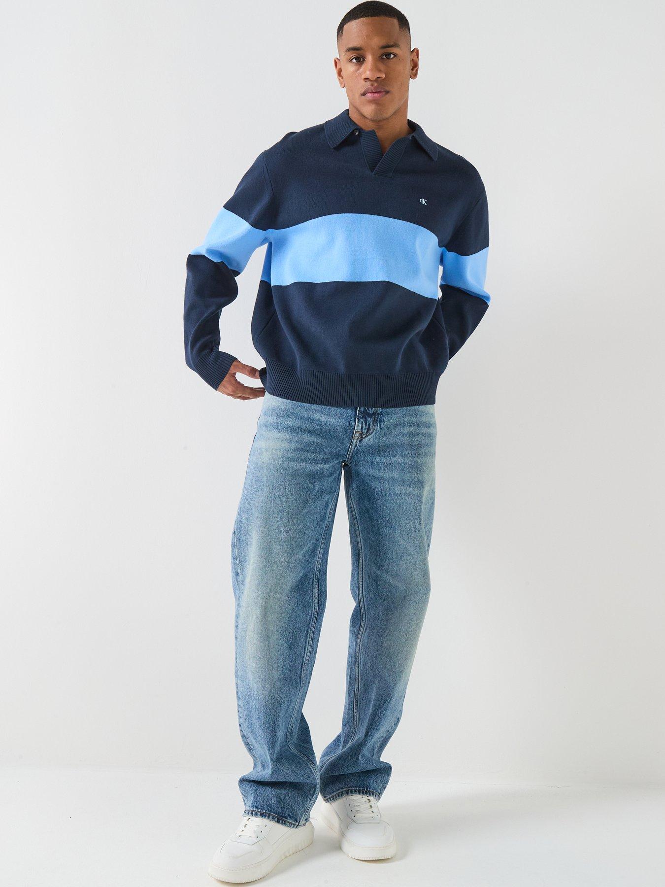 calvin-klein-jeans-placed-stripe-knitted-polo-jumper-navyback