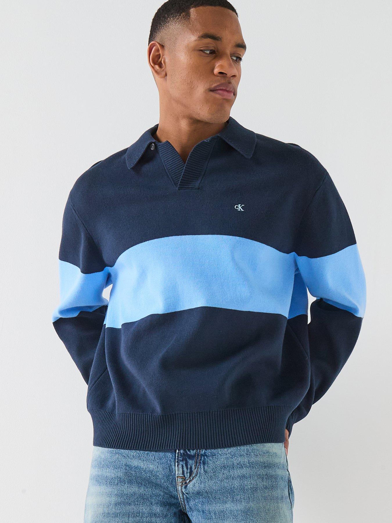calvin-klein-jeans-placed-stripe-knitted-polo-jumper-navydetail