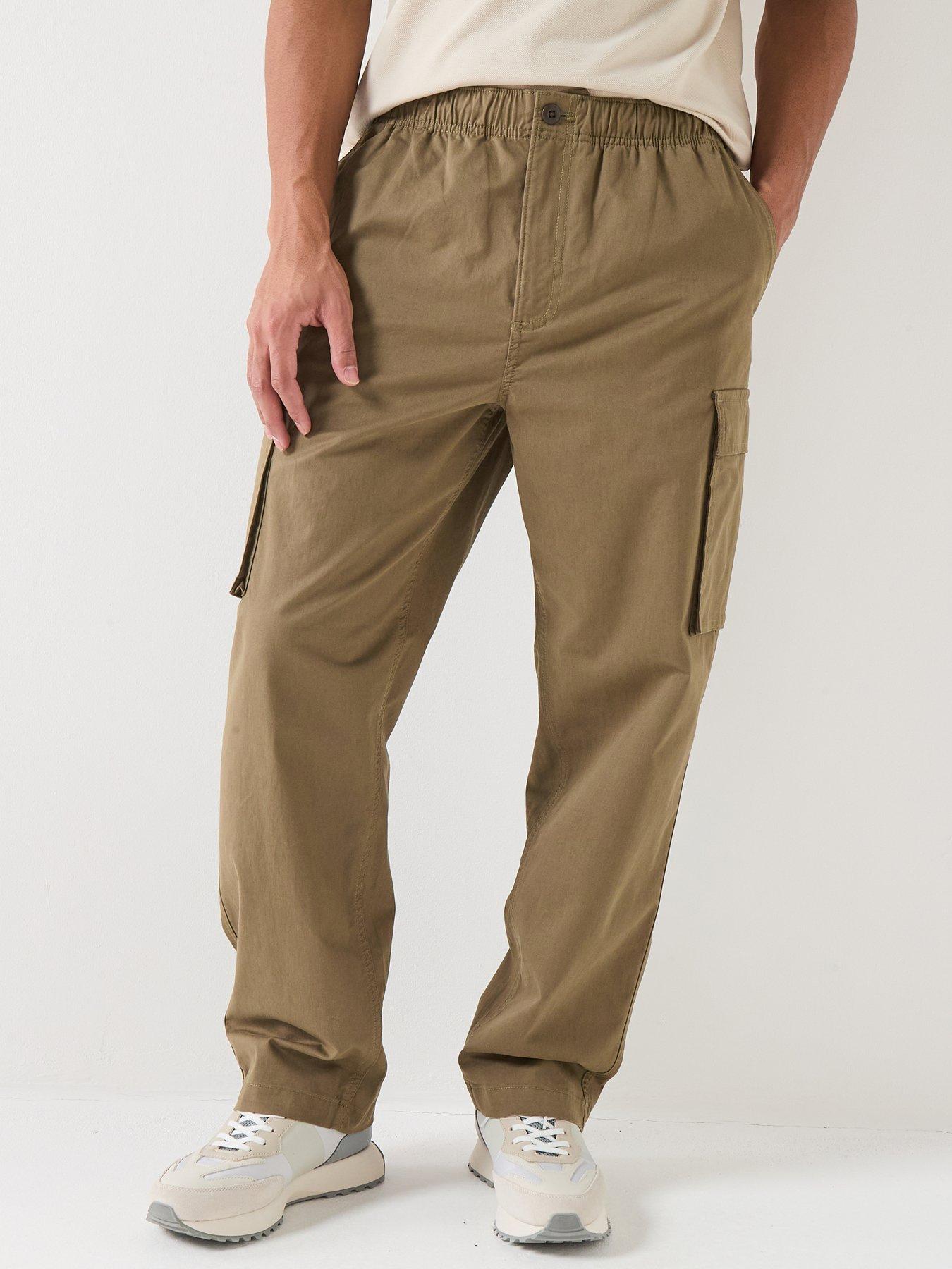 Calvin Klein Jeans Relaxed Straight Cotton Cargo Trousers - Capers
