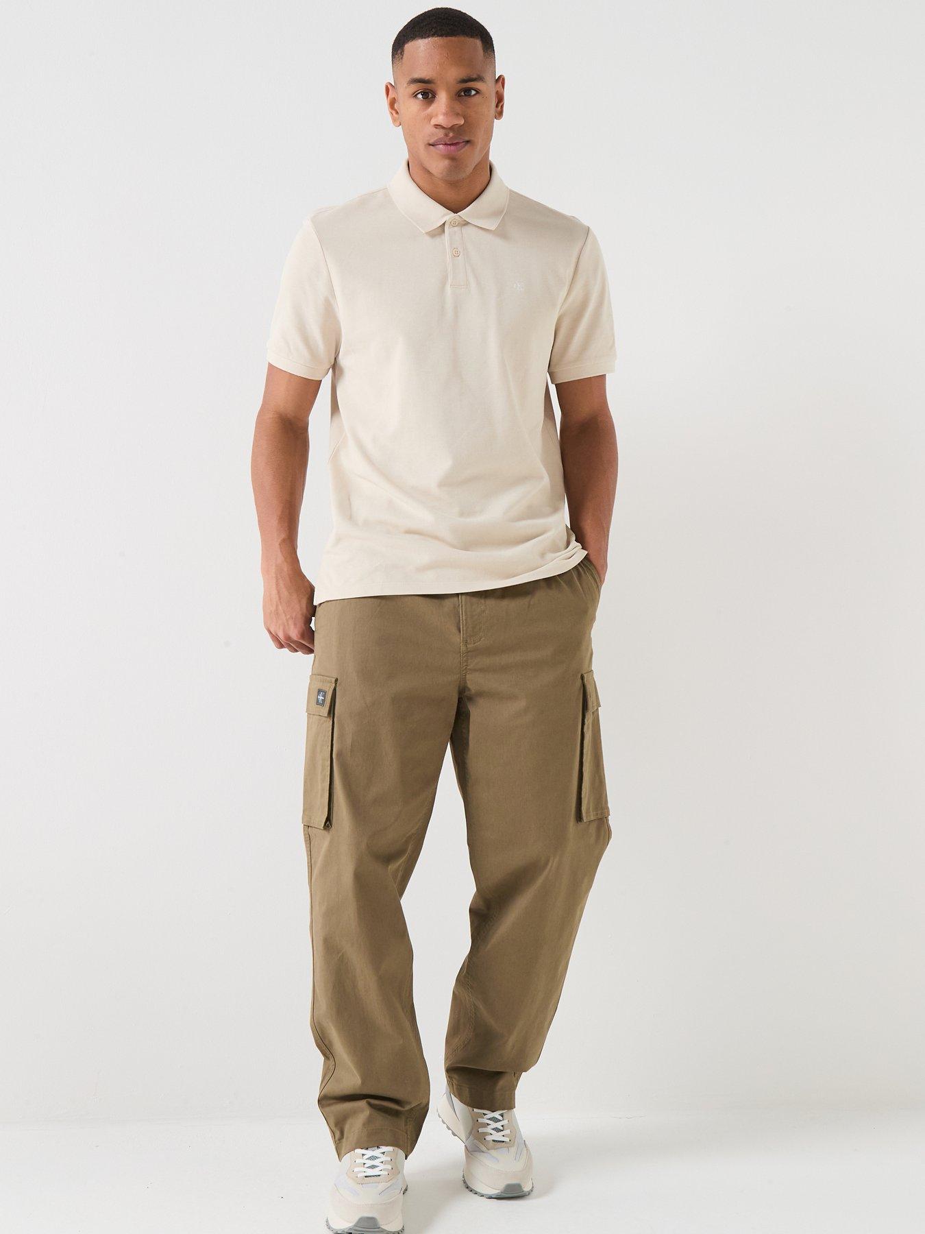 Image 3 of 5 of Calvin Klein Jeans Relaxed Straight Cotton Cargo Trousers - Capers
