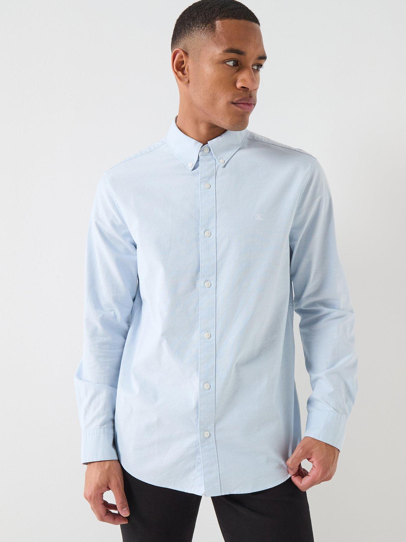 calvin-klein-jeans-solid-oxford-classic-plain-shirt-bluefront
