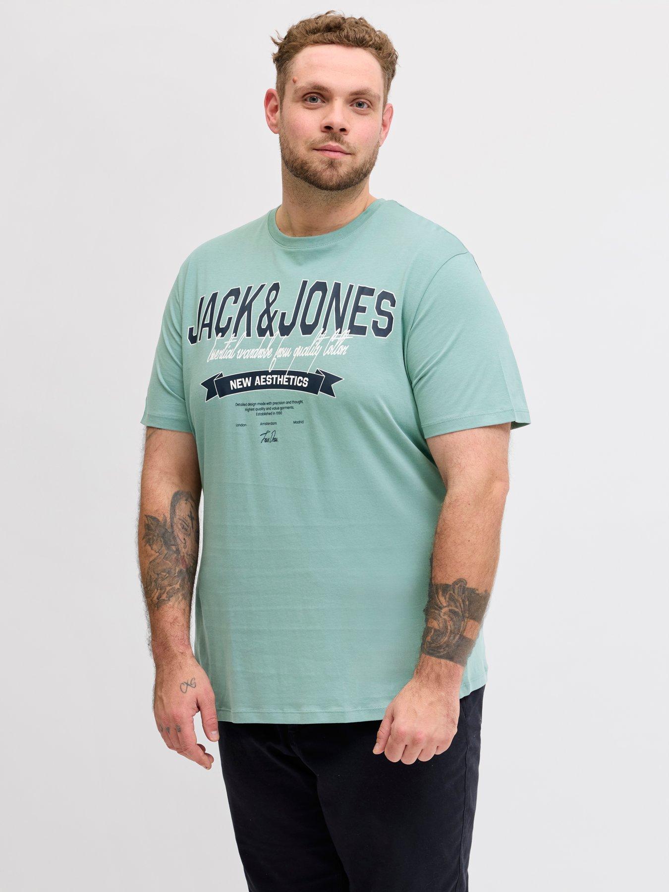 Image 1 of 5 of Jack & Jones Plus Logo T-Shirt - Aqua