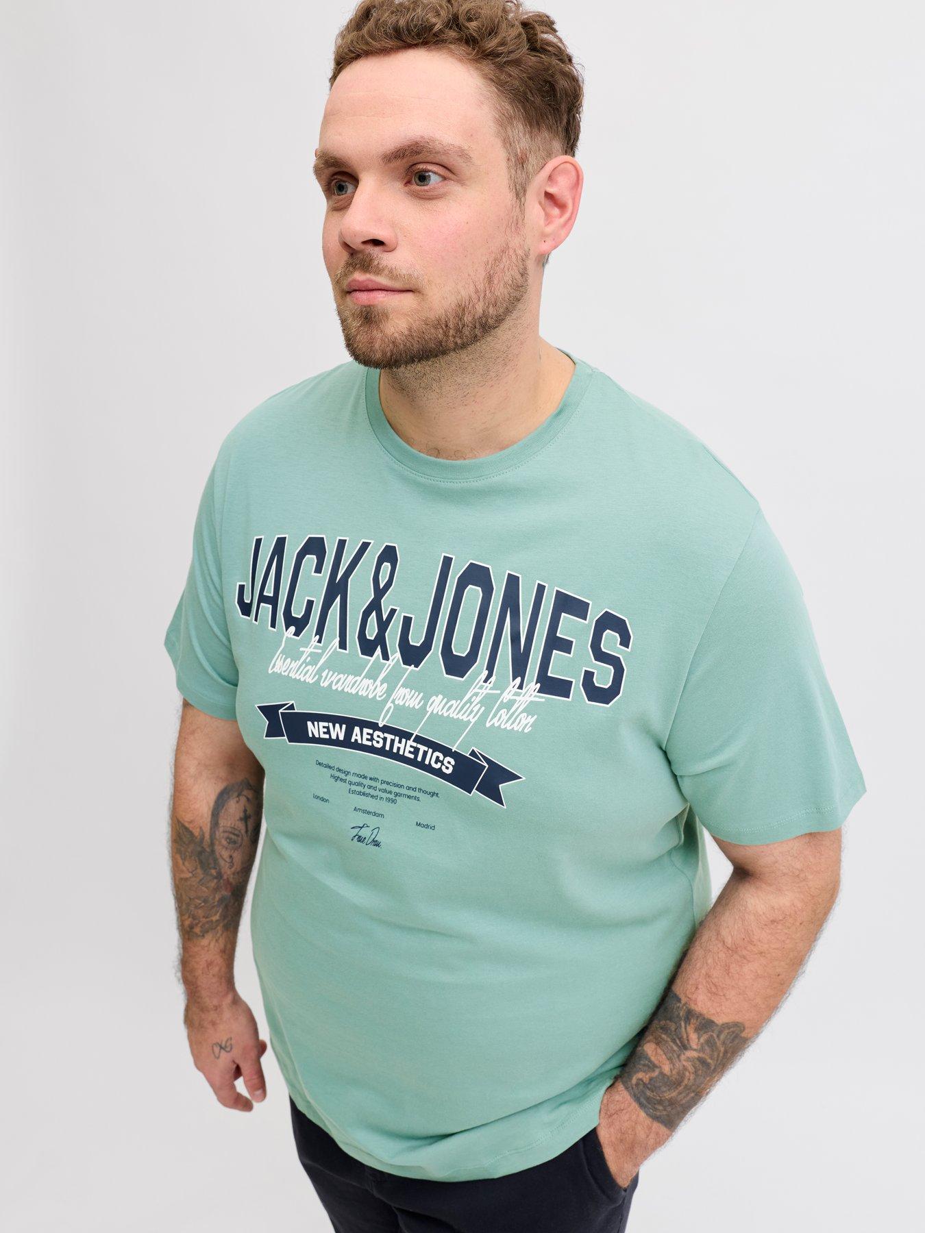 Image 4 of 5 of Jack & Jones Plus Logo T-Shirt - Aqua